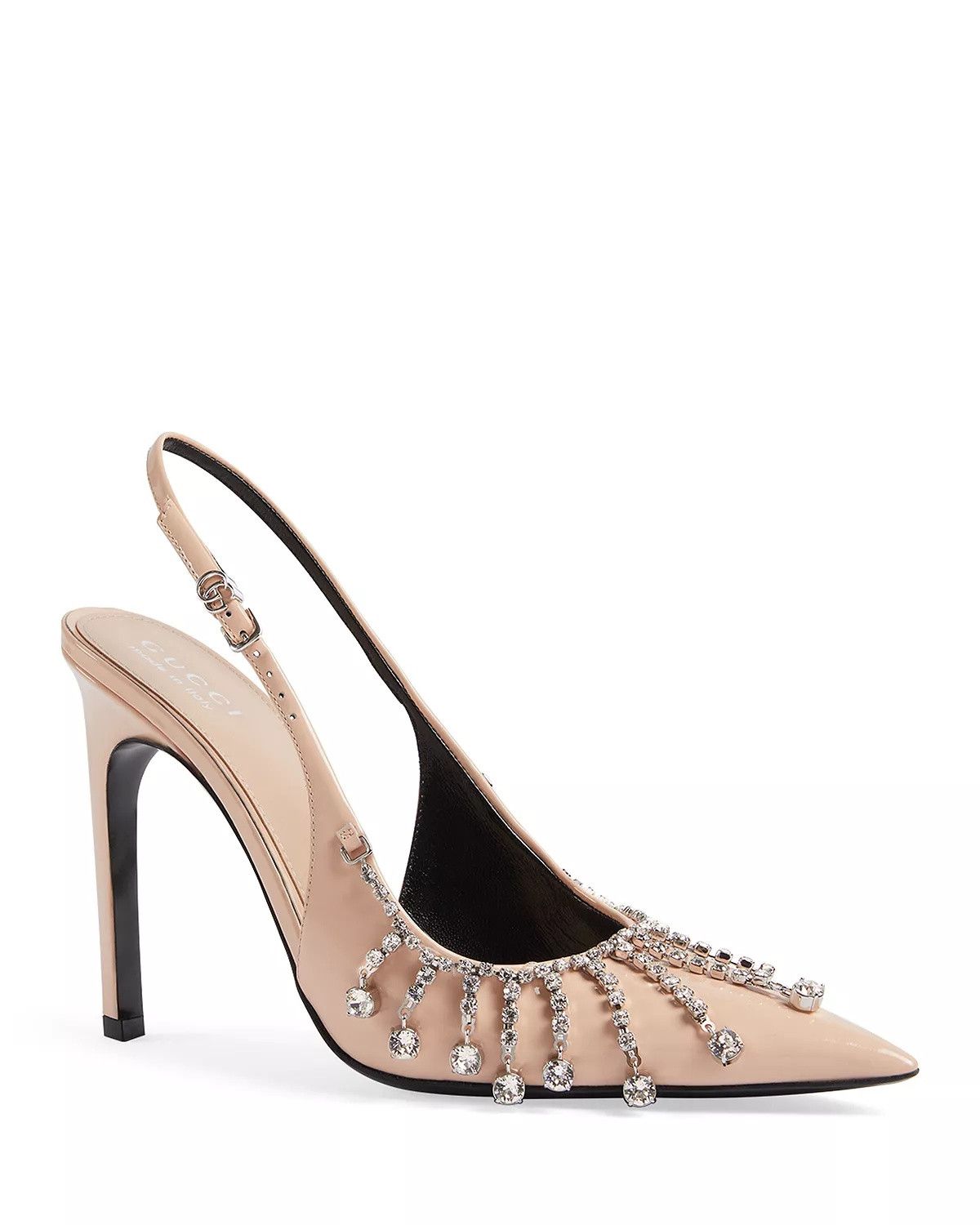 pump with crystal chain 105mm in beige