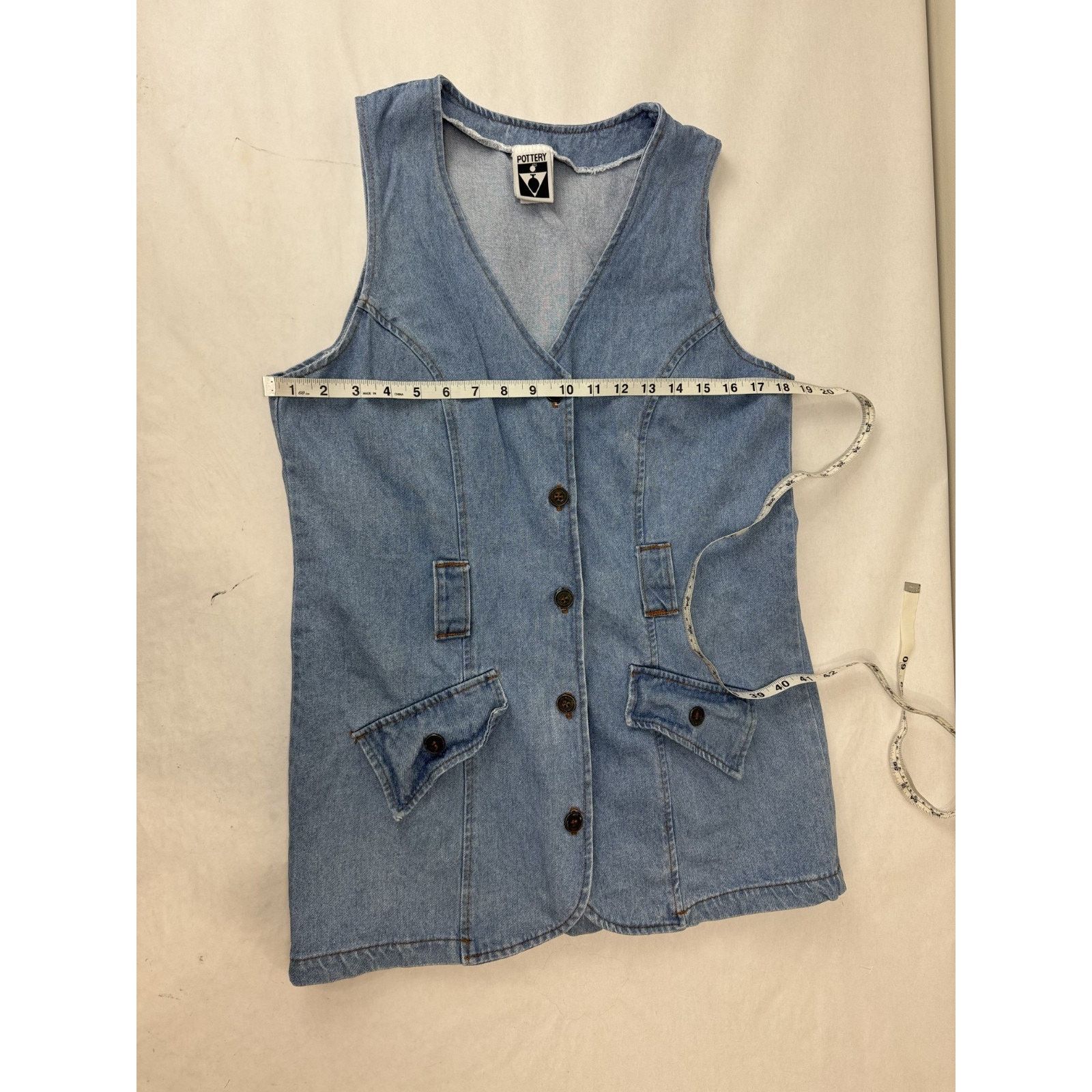 Other Vintage 90s Denim Sleeveless Jumper Dress Grunge Y2K Large Size L / US 10 / IT 46 - 5 Thumbnail