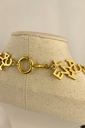 Chanel Chanel Vintage Gold 'CHANEL' Charm Letters Choker Necklace Size ONE SIZE - 2 Thumbnail