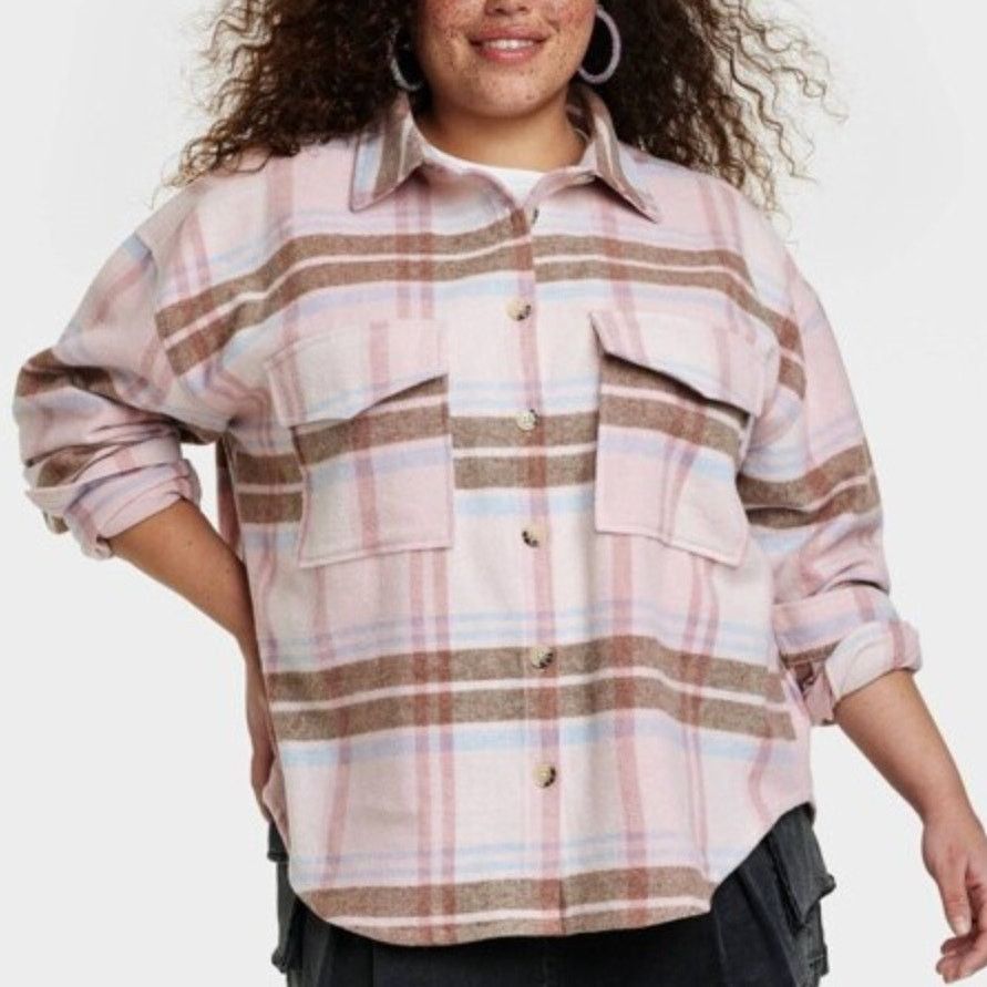 Other Barbie Pink & Brown Flannel Jacket XS Retro Pastel Shacket Size XS / US 0-2 / IT 36-38 - 8 Thumbnail