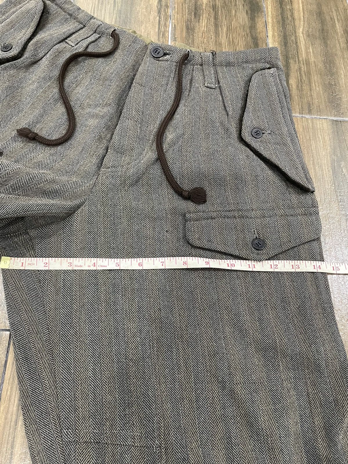 Dries Van Noten High Waist Grey Wool Herringbone Wide Cargo Pants Trousers Size US 31 - 15 Thumbnail