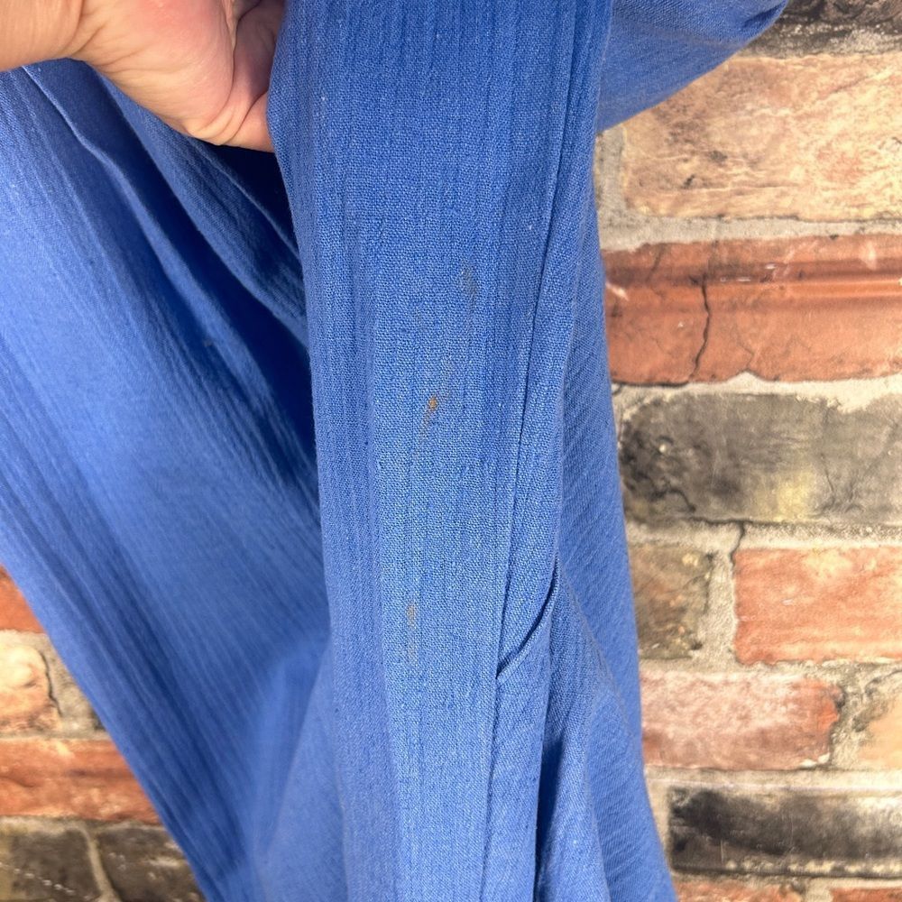 Vintage VTG Blue Linen Blend Jumpsuit Medium Size US 44 / EU 60 - 6 Thumbnail
