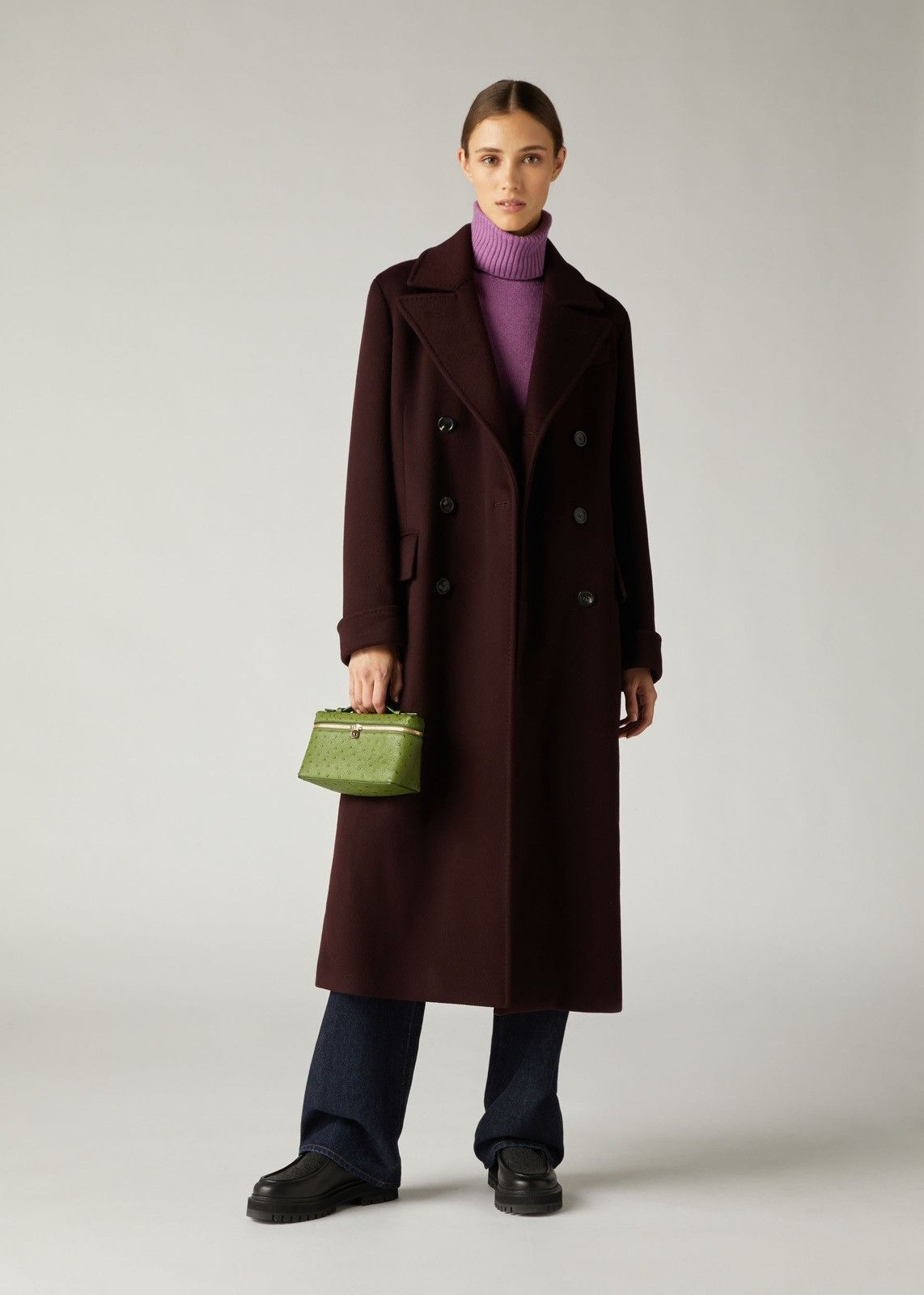Loro Piana o1srvl11e0824 Sergio Cashmere Coat in Burgundy Size M / US 6-8 / IT 42-44 - 2 Thumbnail