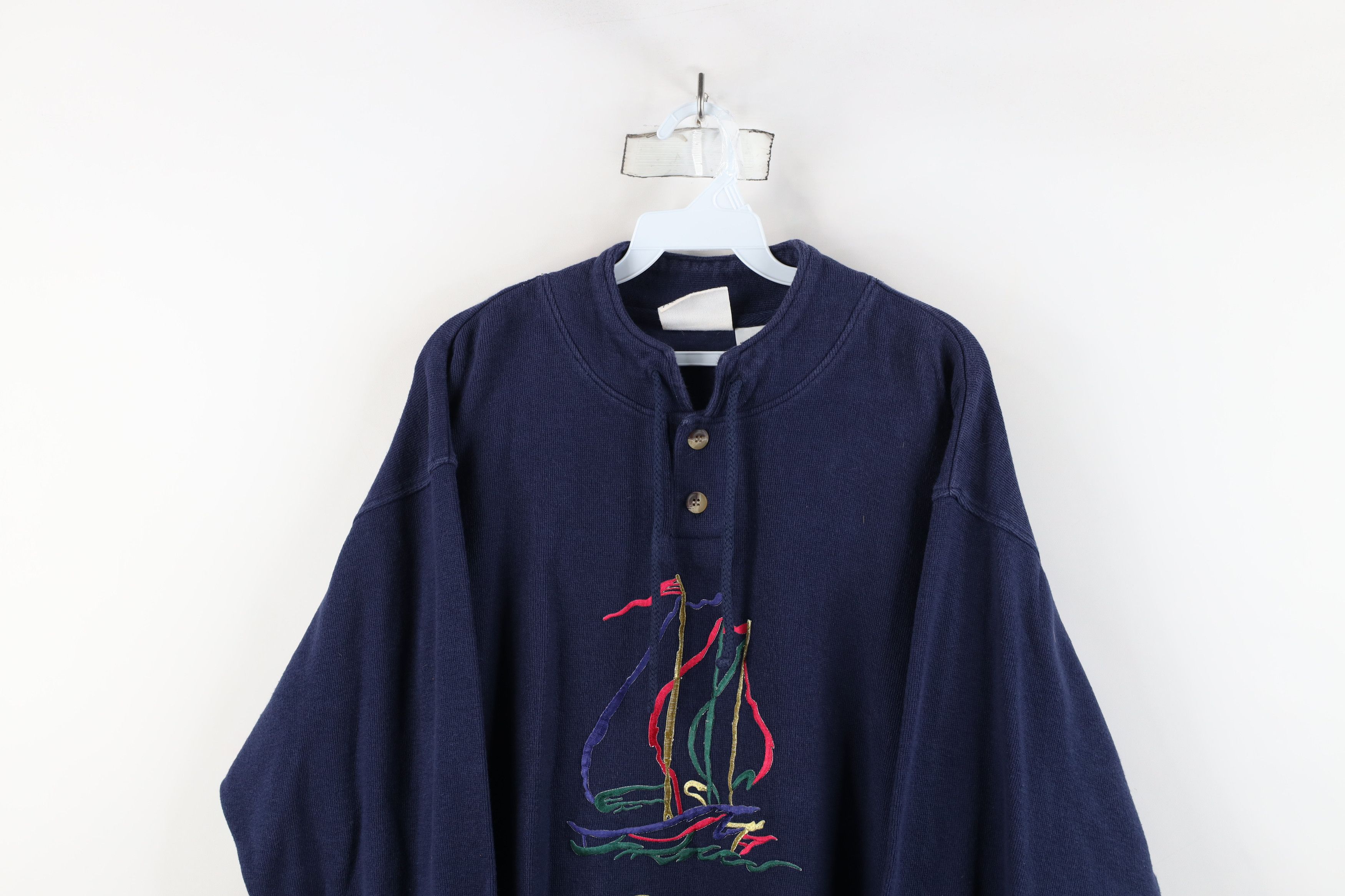 Vintage Vintage 90s Streetwear Diego Sailboat Thermal Knit Sweater Size US XL / EU 56 / 4 - 2 Thumbnail