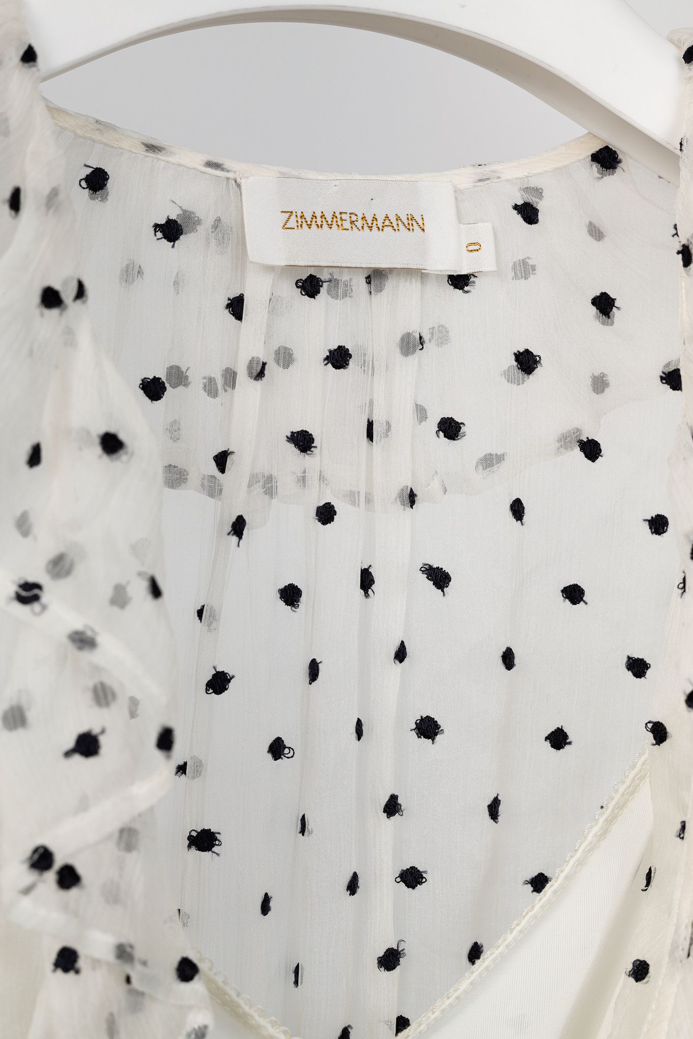 Zimmermann Zimmermann Adorn White Polka-Dot Silk Ruffle Wrap Dress Size S / US 4 / IT 40 - 4 Thumbnail