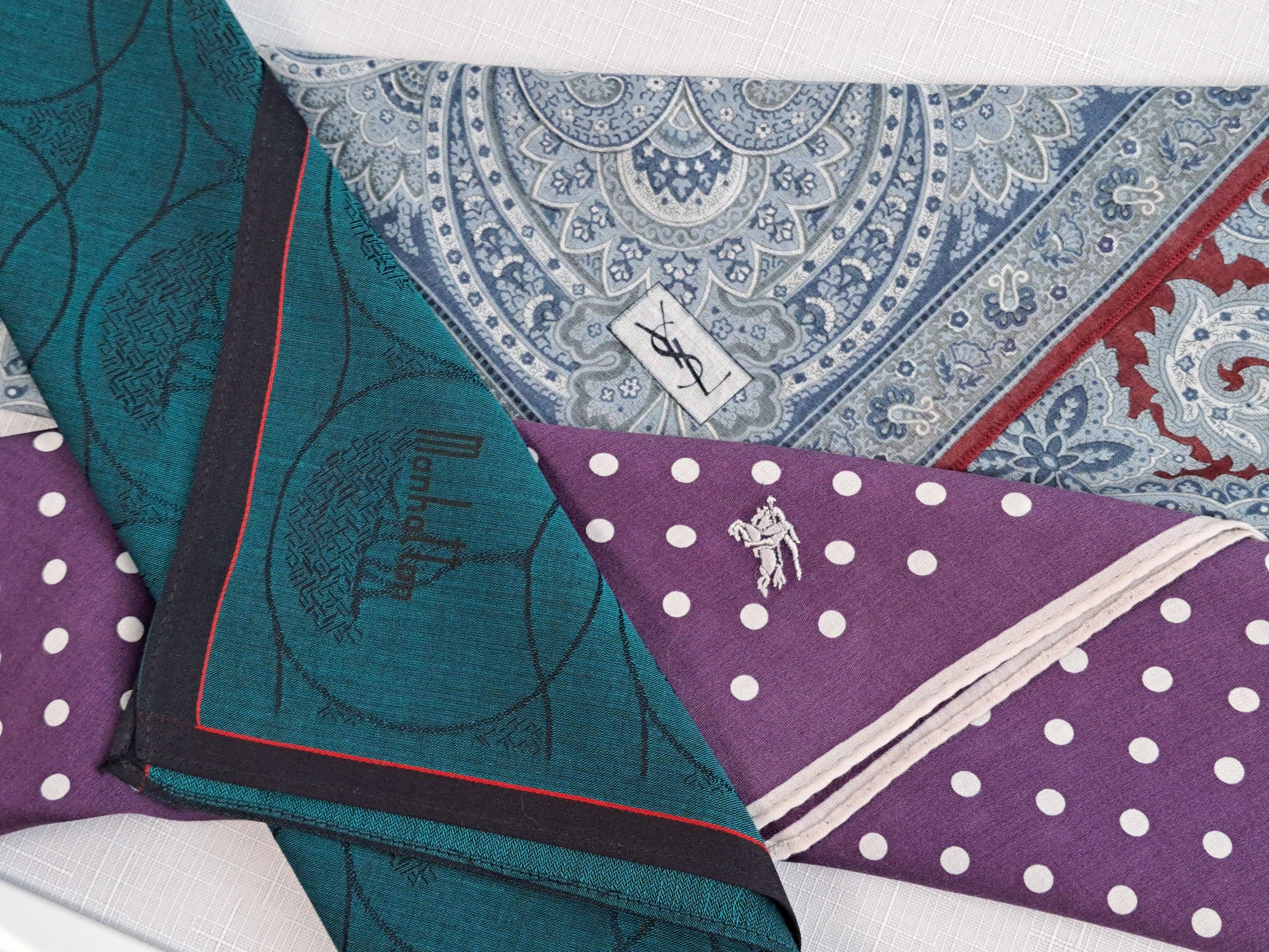 Yves Saint Laurent YSL Burberry Manhattan cotton handkerchief/pocket square. Size ONE SIZE - 12 Thumbnail