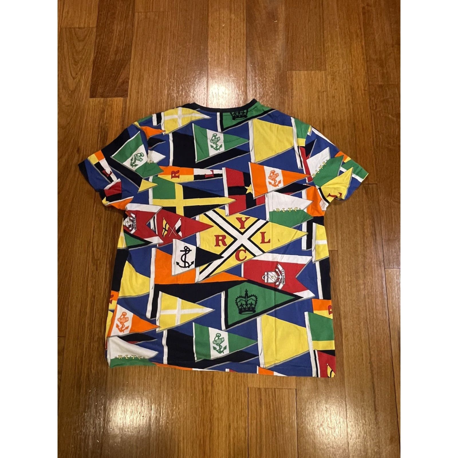 Polo Ralph Lauren Polo Ralph Lauren Shirt Mens XL RLYC Flag Print Yacht Club Multicolor Cotton Short Sleeve Regular Fit T-Shirt Club Mens Size US XL / EU 56 / 4 - 4 Thumbnail