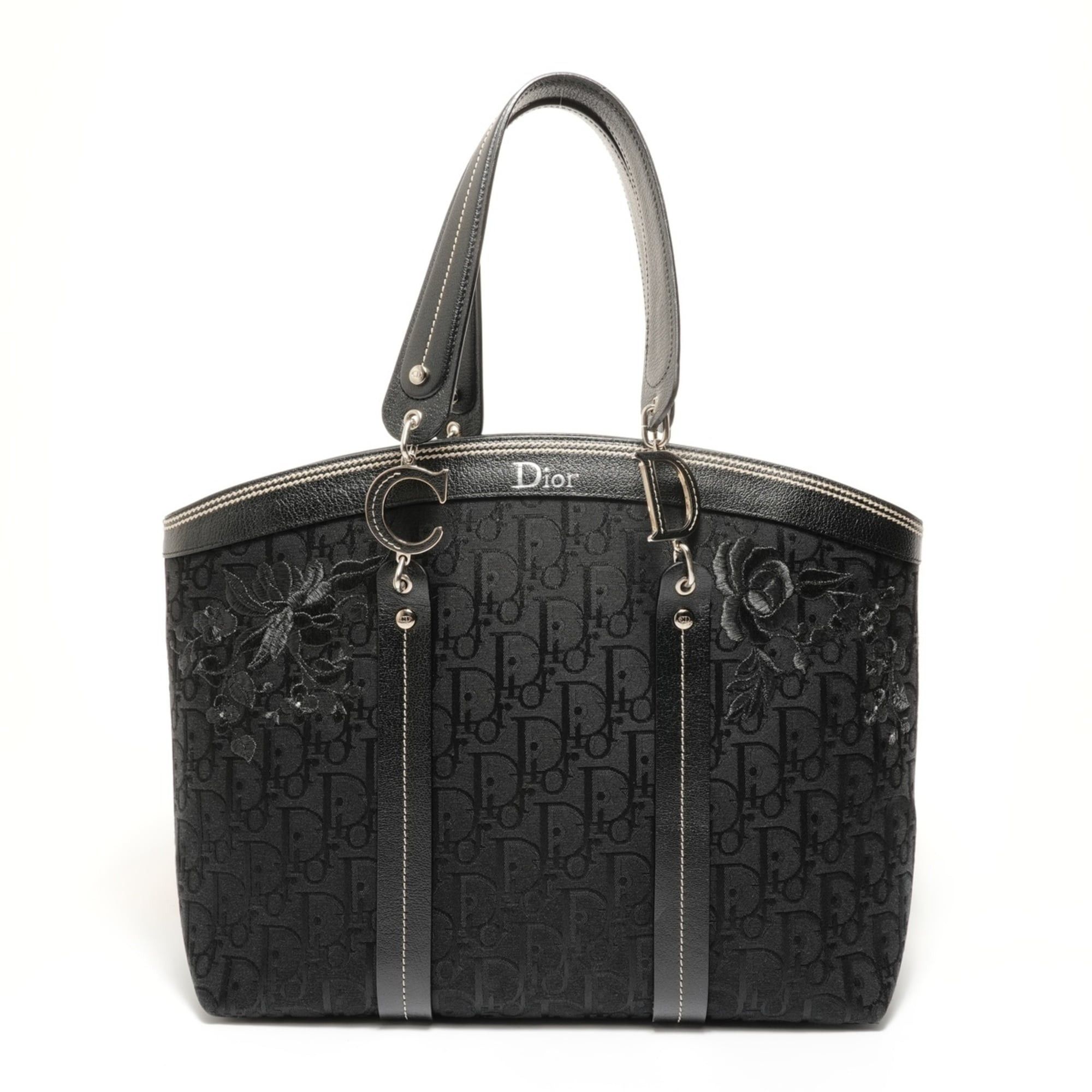 Dior Christian Dior Flower Trotter Canvas Handbag, Black Size ONE SIZE - 1 Thumbnail