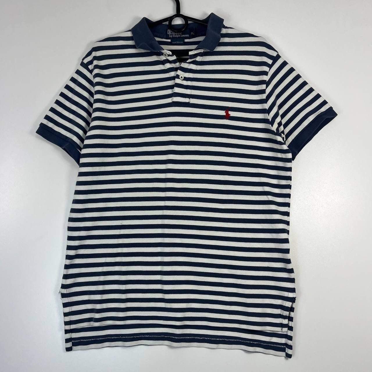Polo Ralph Lauren Polo Ralph Lauren Striped Polo Shirt Custom Fit Navy White Size US M / EU 48-50 / 2 - 1 Thumbnail