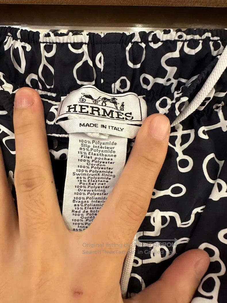 Hermes Hermes size L Full print shorts in navy blue Size US 29 - 2 Thumbnail