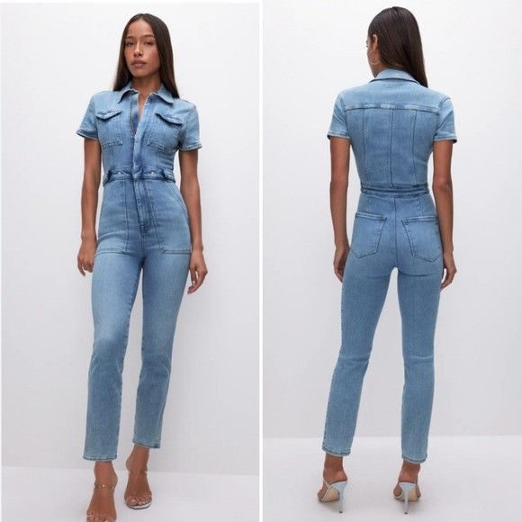 Good American Good American Fit For Success Blue Jean Denim Coveralls Jump Size 32" / US 10 / IT 46 - 1 Thumbnail