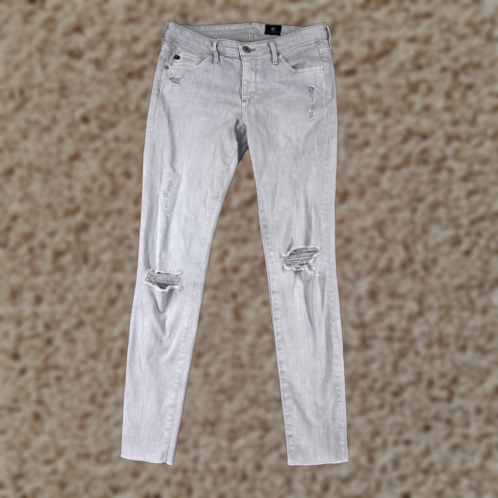 Denime AG Adriano Goldschmied Jeans Womens 28 Gray Denim Straight Slim 5-Pocket Low Rise Inseam 28 Inseam Cotton Size 28" / US 6 / IT 42 - 1 Thumbnail
