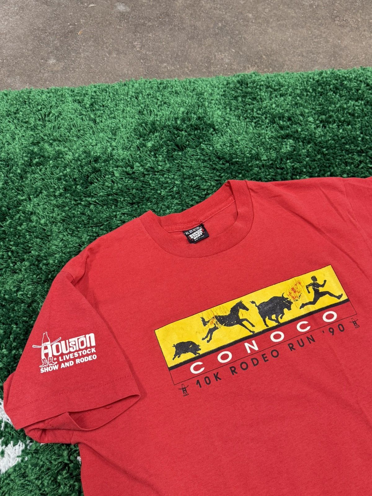 Vintage Houston Rodeo Livestock Show Texas Tee Red XL Conco Race Run Size US XL / EU 56 / 4 - 4 Thumbnail