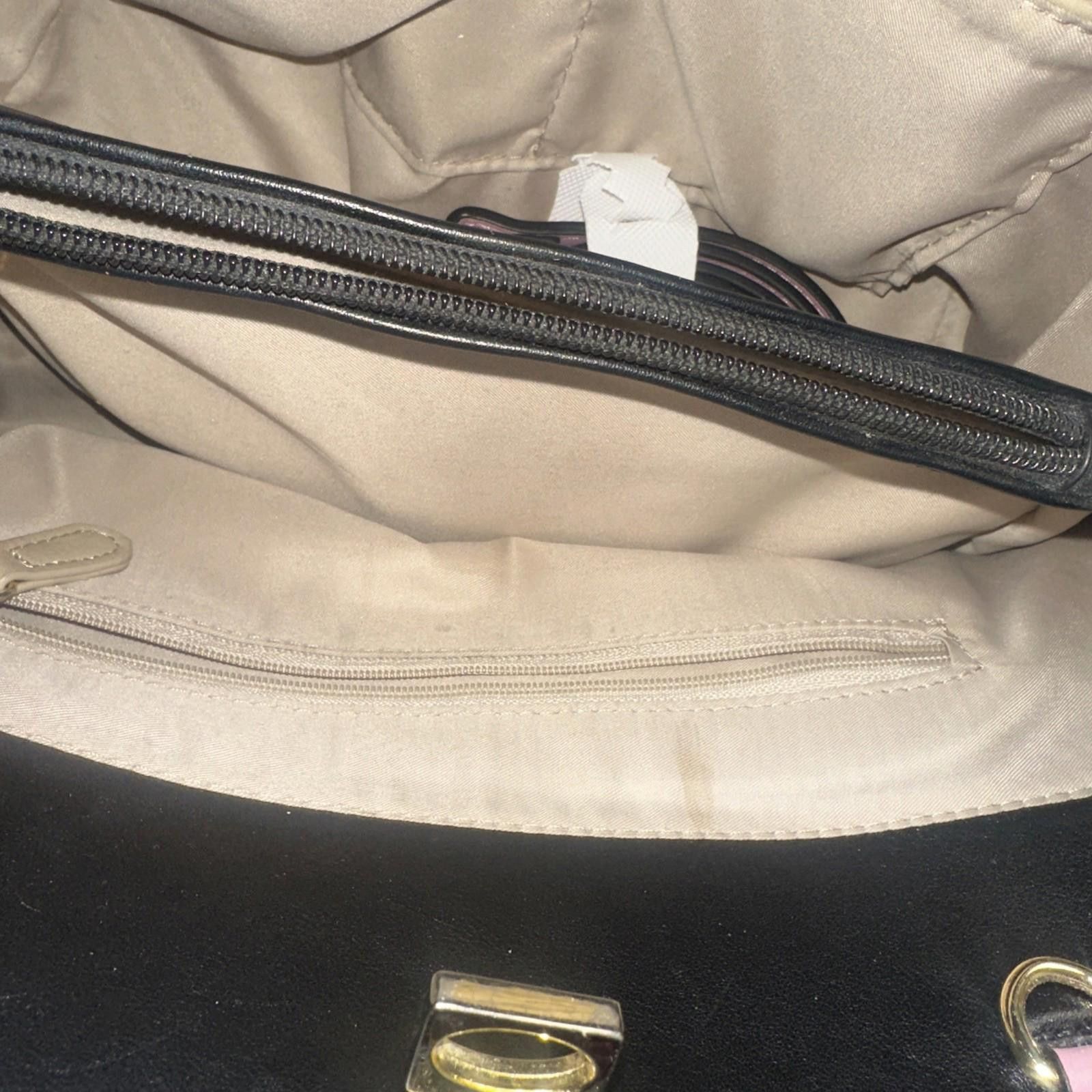 The Unbranded Brand Colorblock White Pink Black Faux Leather Shoulder Bag Handba Size ONE SIZE - 6 Thumbnail