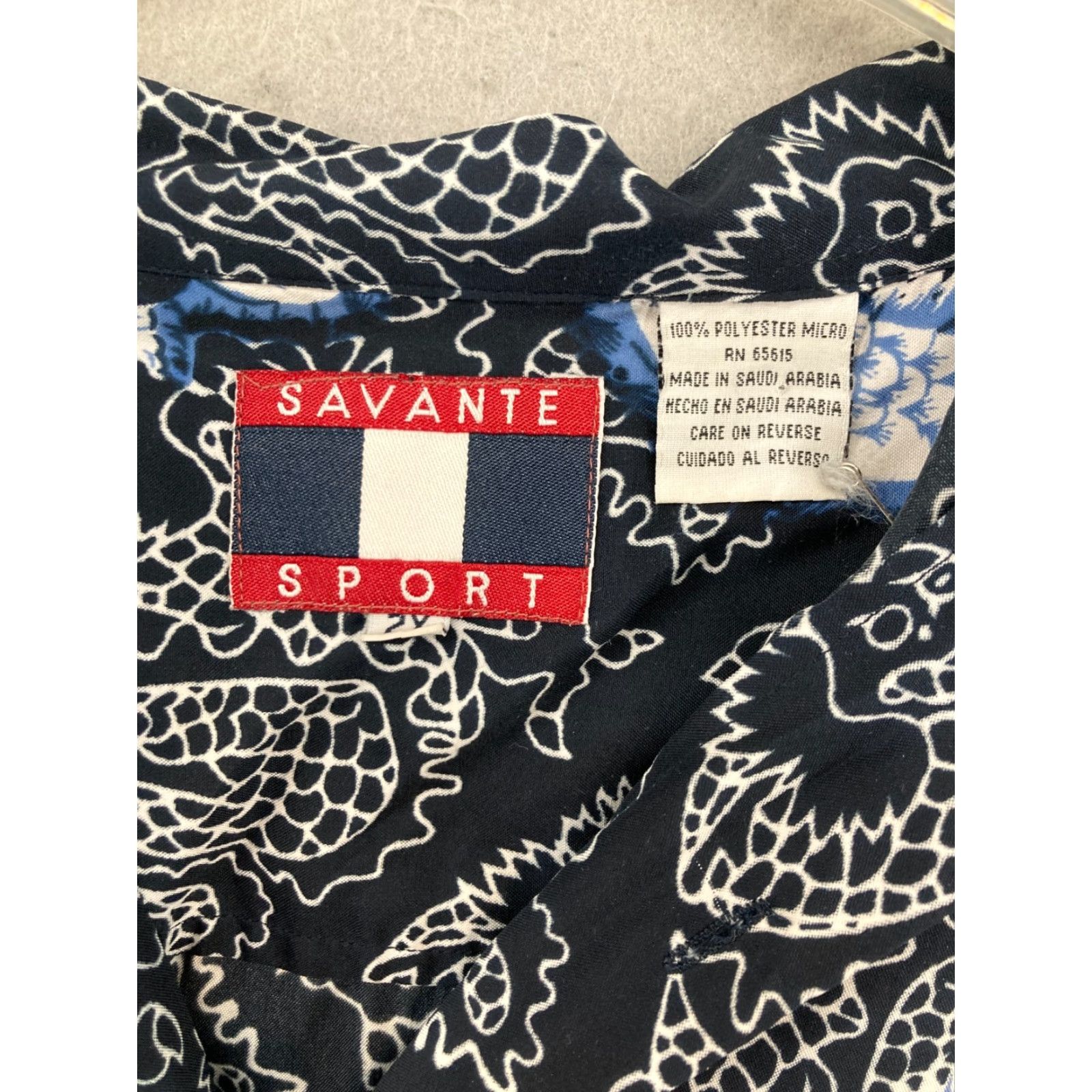Vintage Savante Sport Mens Shirt XL Blue Dragons Geometric 90s Button-Up Collared Short Sleeve Vintage 90s Men’s Shirt Size US XL / EU 56 / 4 - 4 Thumbnail