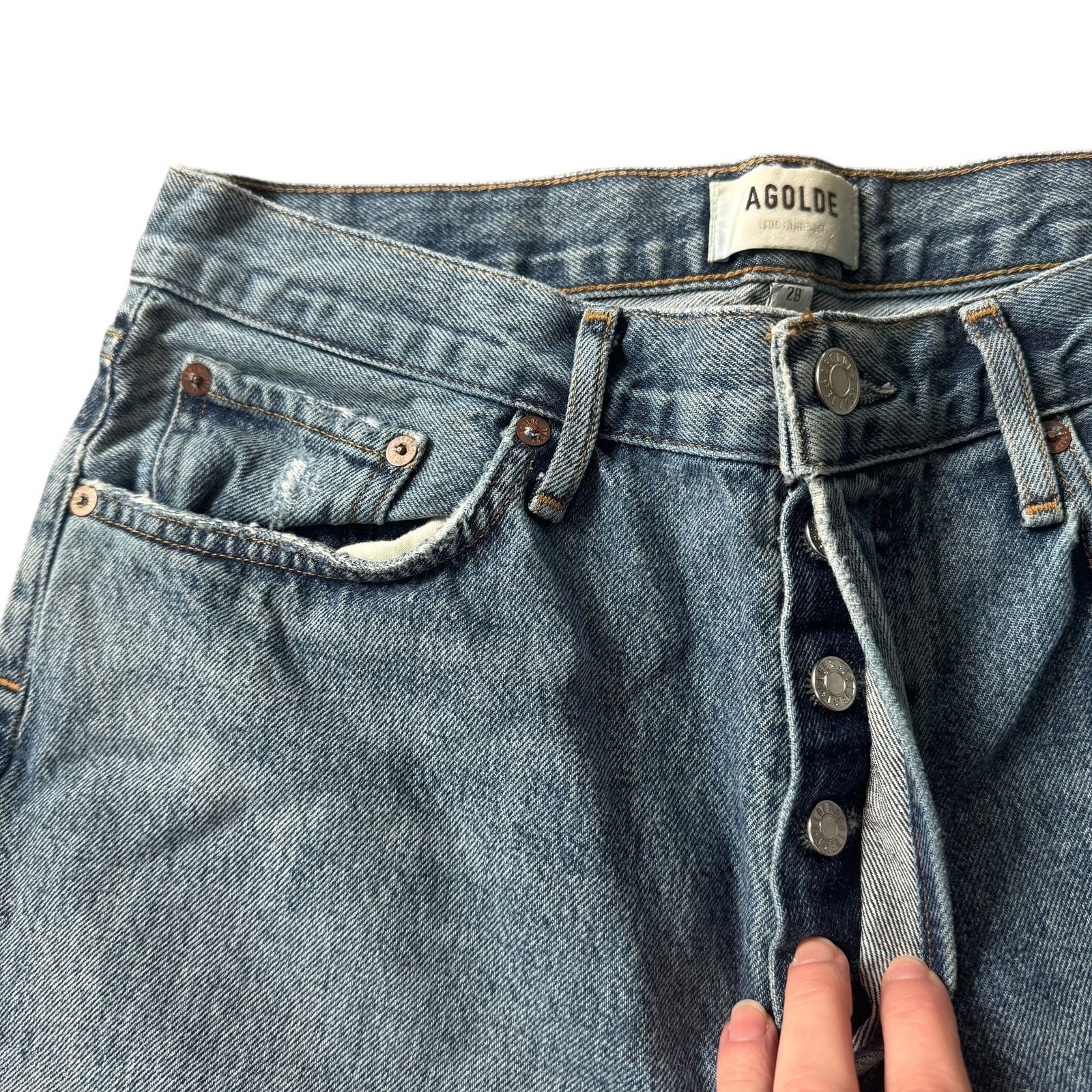 Agolde AGOLDE Lana Straight Jean Backdrop Distressed Size 29" - 5 Thumbnail