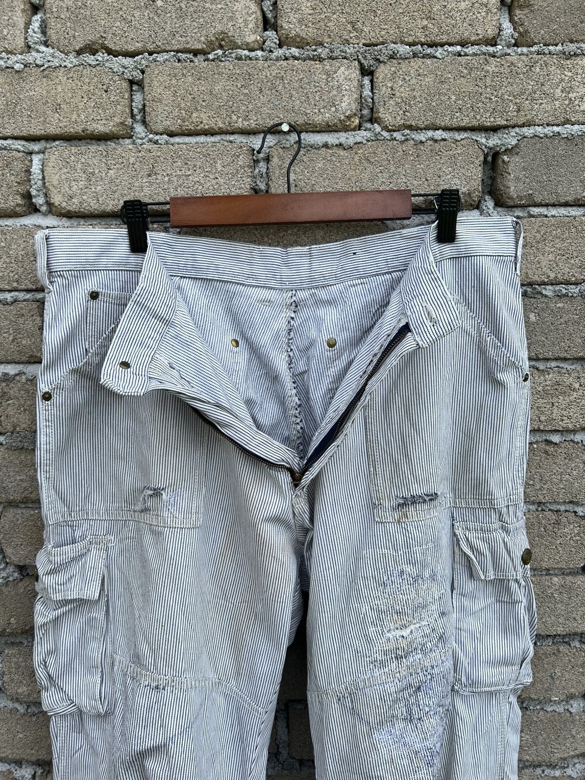 Japanese Brand Dogman Hickory Stripe Workwear Pants Waist 36" Size US 36 / EU 52 - 10 Thumbnail