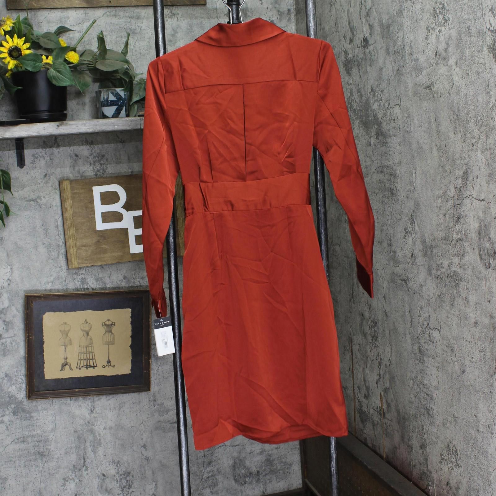 Other Nwt Tahari Asl Wrap Dress Dem401-t4 Brick Red Orange 4 Size S / US 4 / IT 40 - 2 Thumbnail