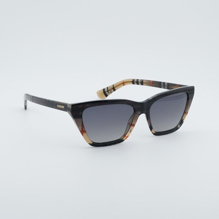 Burberry Burberry BE4468 4202T3 Sunglasses Sand Check Cat Eye Frame Size ONE SIZE - 5 Thumbnail