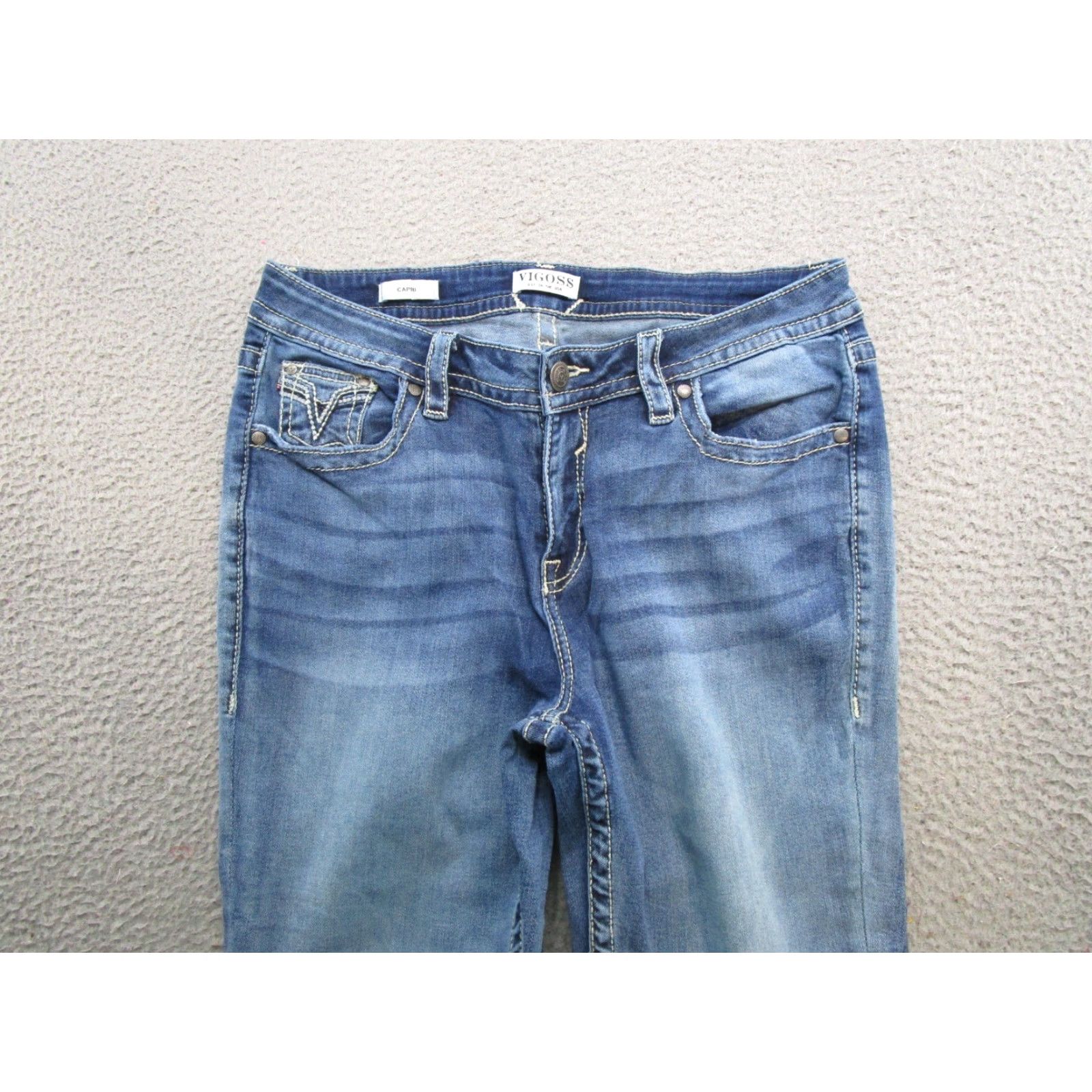 Vintage VTG Y2K VIGOSS Capri Blue Denim Stretch Jeans Women's Size 14 Embroidered Size 36" / US 14 / IT 50 - 3 Thumbnail