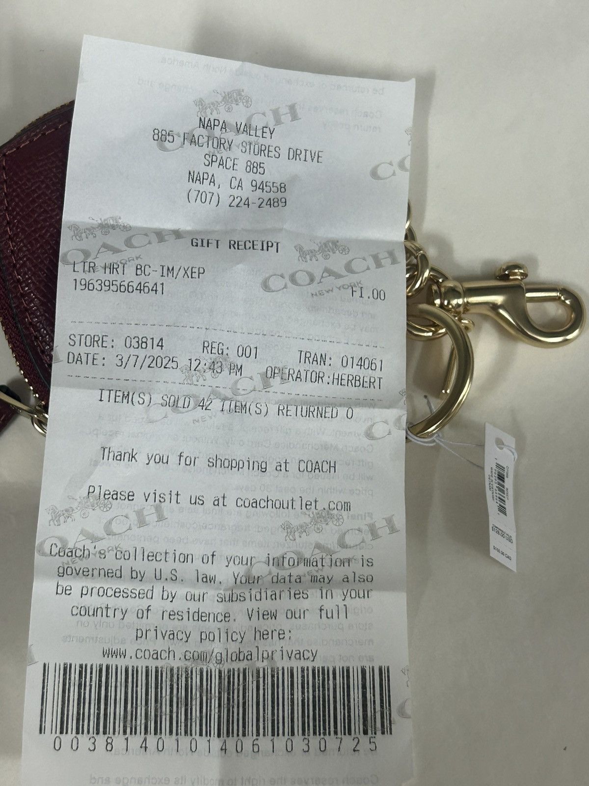 Coach Coach CP368 Heart Bag Charm IN Gold/Dark Ruby Size ONE SIZE - 9 Thumbnail