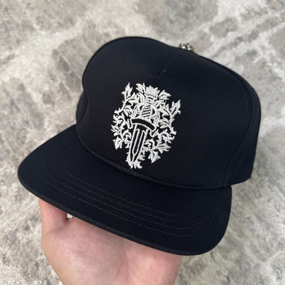 Chrome Hearts Dagger logo waxed denim baseball hat Size ONE SIZE - 3 Thumbnail