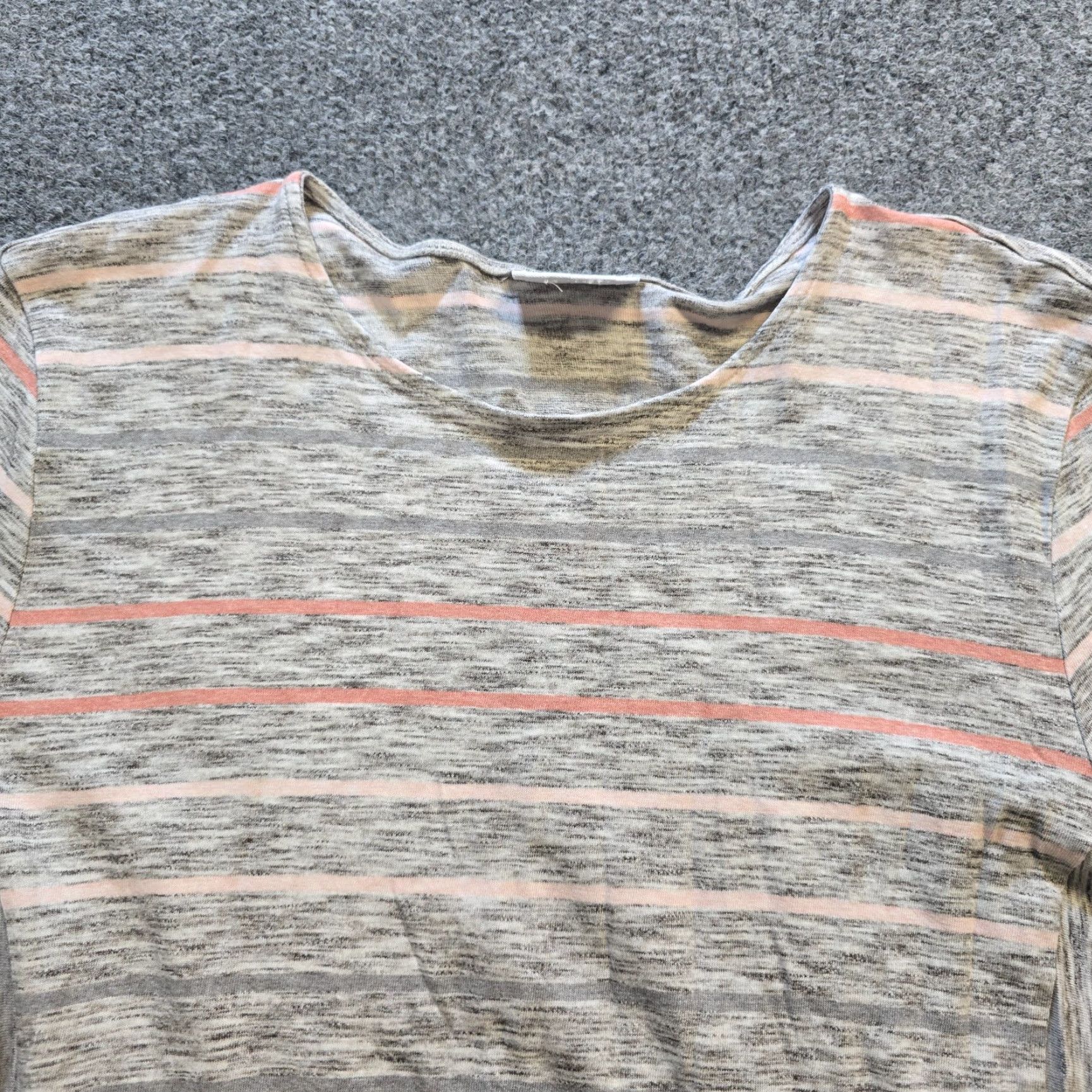 J. Jill J. Jill Top Shirt Womens L Gray Pink Striped Long Sleeve Stretch Knit Blouse Casual Career Size L / US 10 / IT 46 - 2 Thumbnail