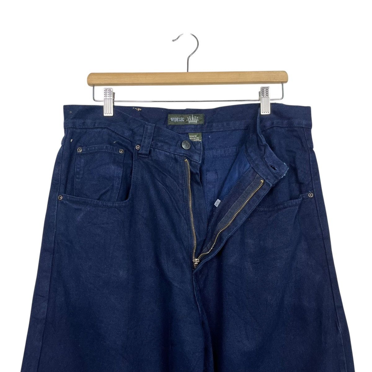 American Apparel Vintage Wideleg Dark Blue Denim Jeans Size US 35 - 14 Thumbnail