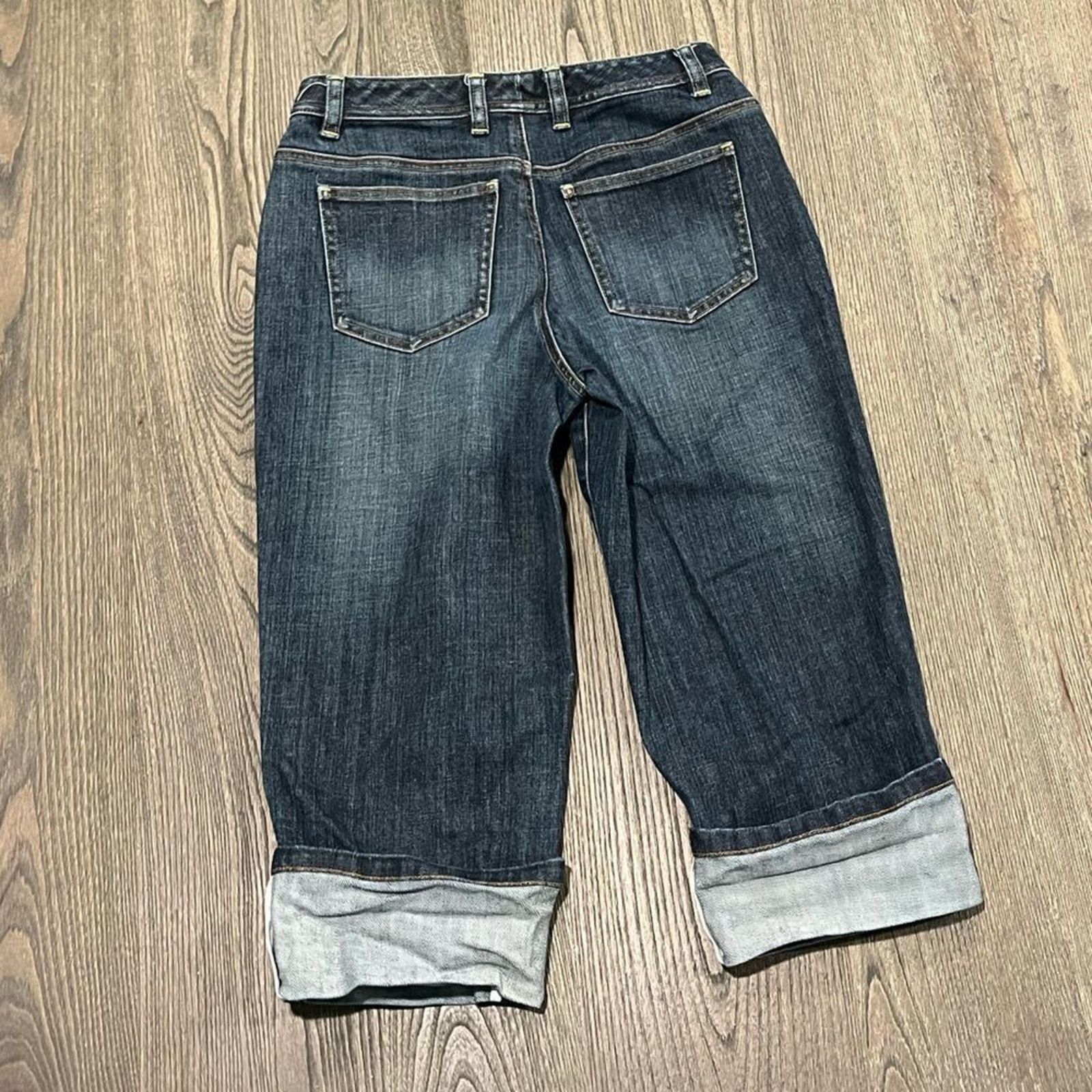 Robert Talbott Talbots Cropped Jeans Roll Hem Denim Stretch Cotton Petite 4 Size 27" / US 4 / IT 40 - 6 Thumbnail