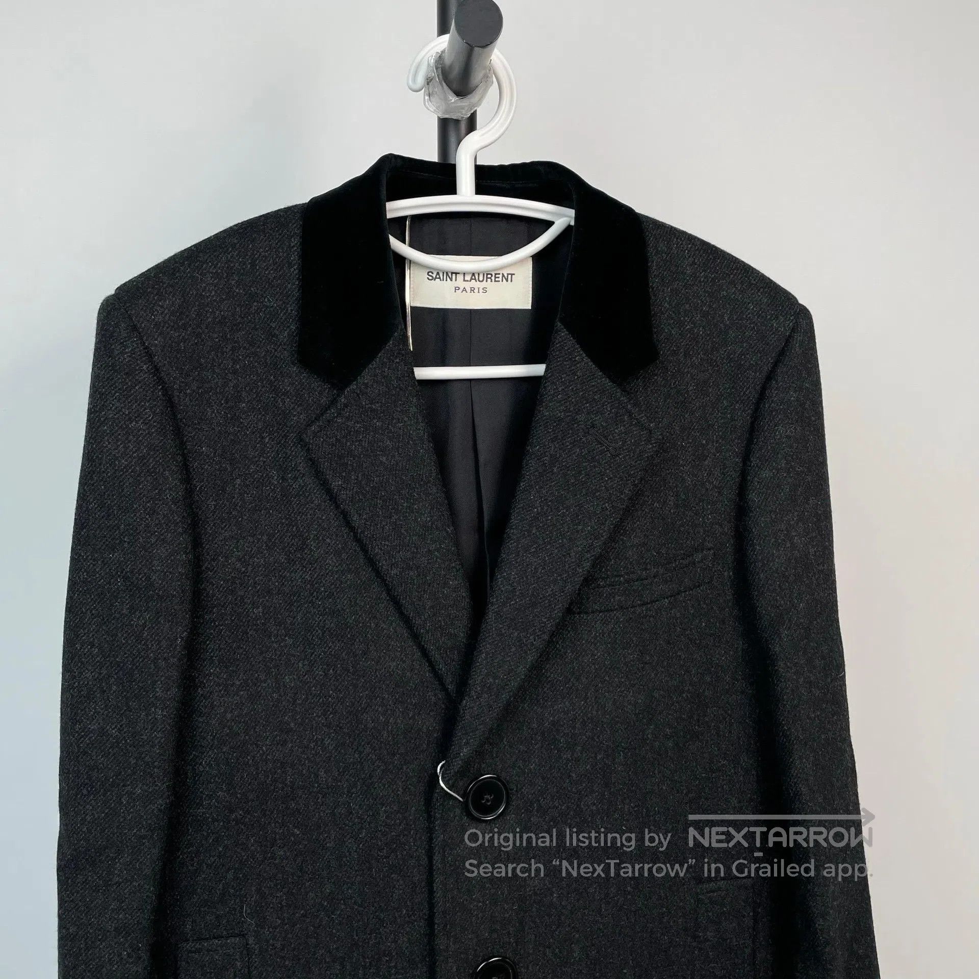 Saint Laurent Paris Saint Laurent Paris Black Gray Velvet Three Button Velvet Size US M / EU 48-50 / 2 - 3 Thumbnail