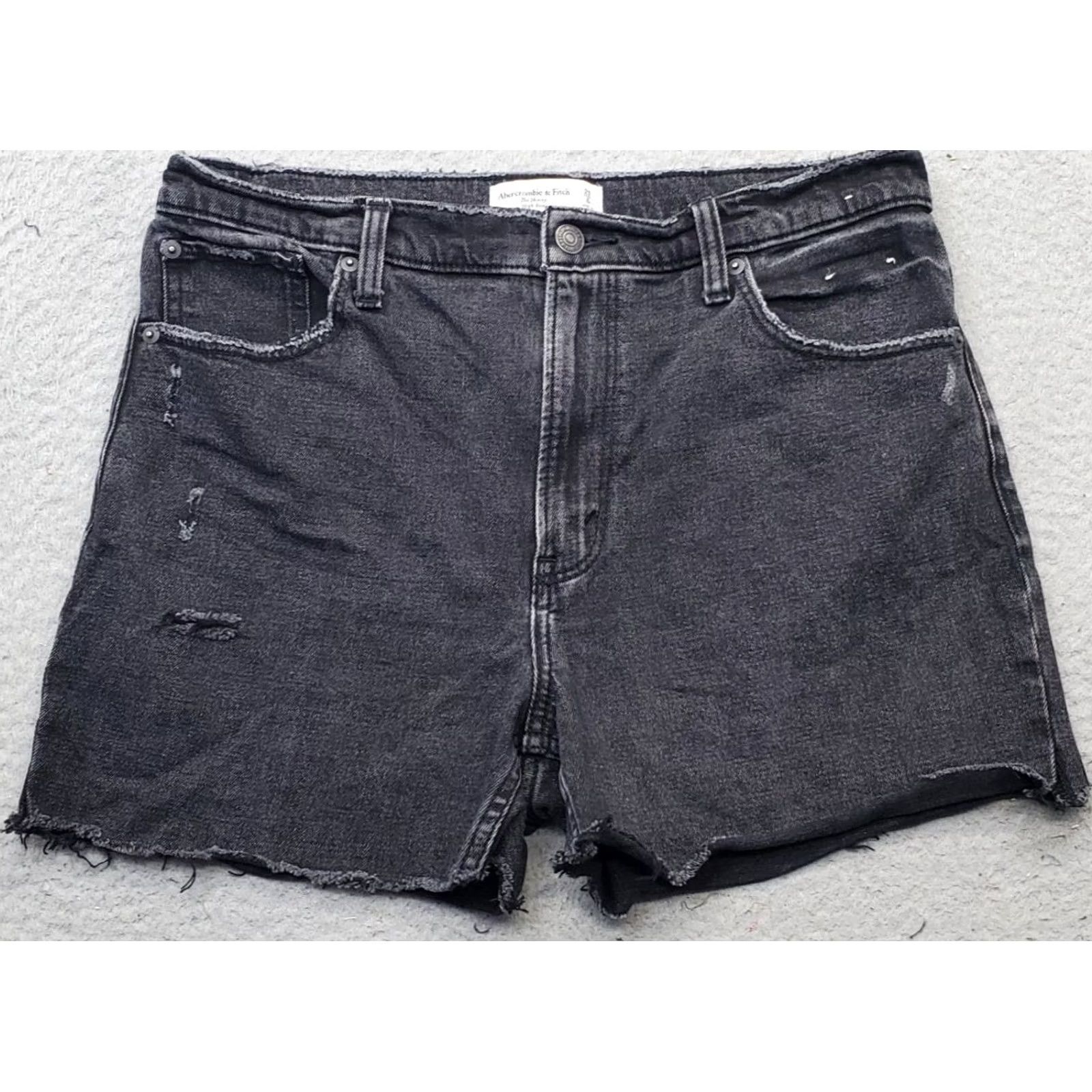 Abercrombie & Fitch Abercrombie & Fitch Cut Off Short Womens 29/8R Black Distressed Skinny High Rise Shirt Womens Size 29 Black Distressed 90s? Size 29" - 2 Thumbnail