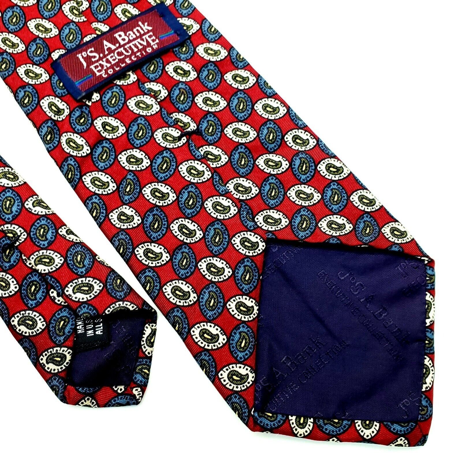 Jos. A. Bank Jos A Bank Silk Tie Red Print Geometric Short USA Size ONE SIZE - 5 Thumbnail