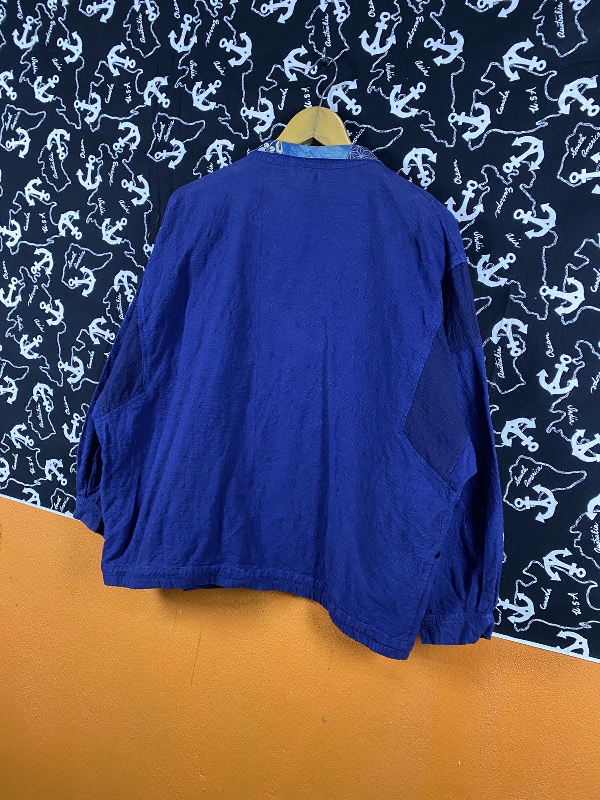 Japanese Brand Vintage Japanese Linen Blend Patchwork Collar Blue Jacket Size L / US 10 / IT 46 - 14 Thumbnail