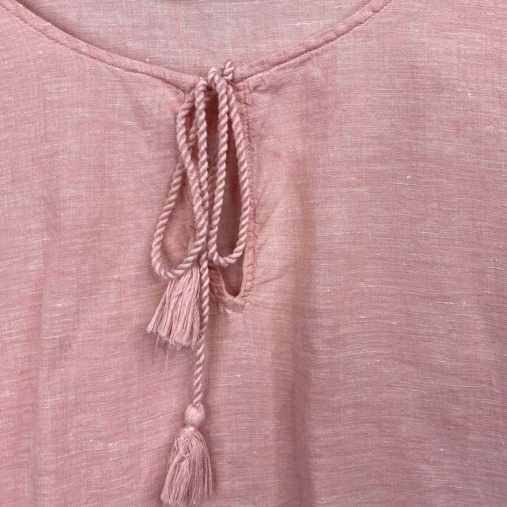 Vintage Tahari Blouse Pink 100% Linen Bell Sleeve 1X Tunic Womens Beach Bohemian Shirt Crew Neck Linen Size XL / US 12-14 / IT 48-50 - 3 Thumbnail