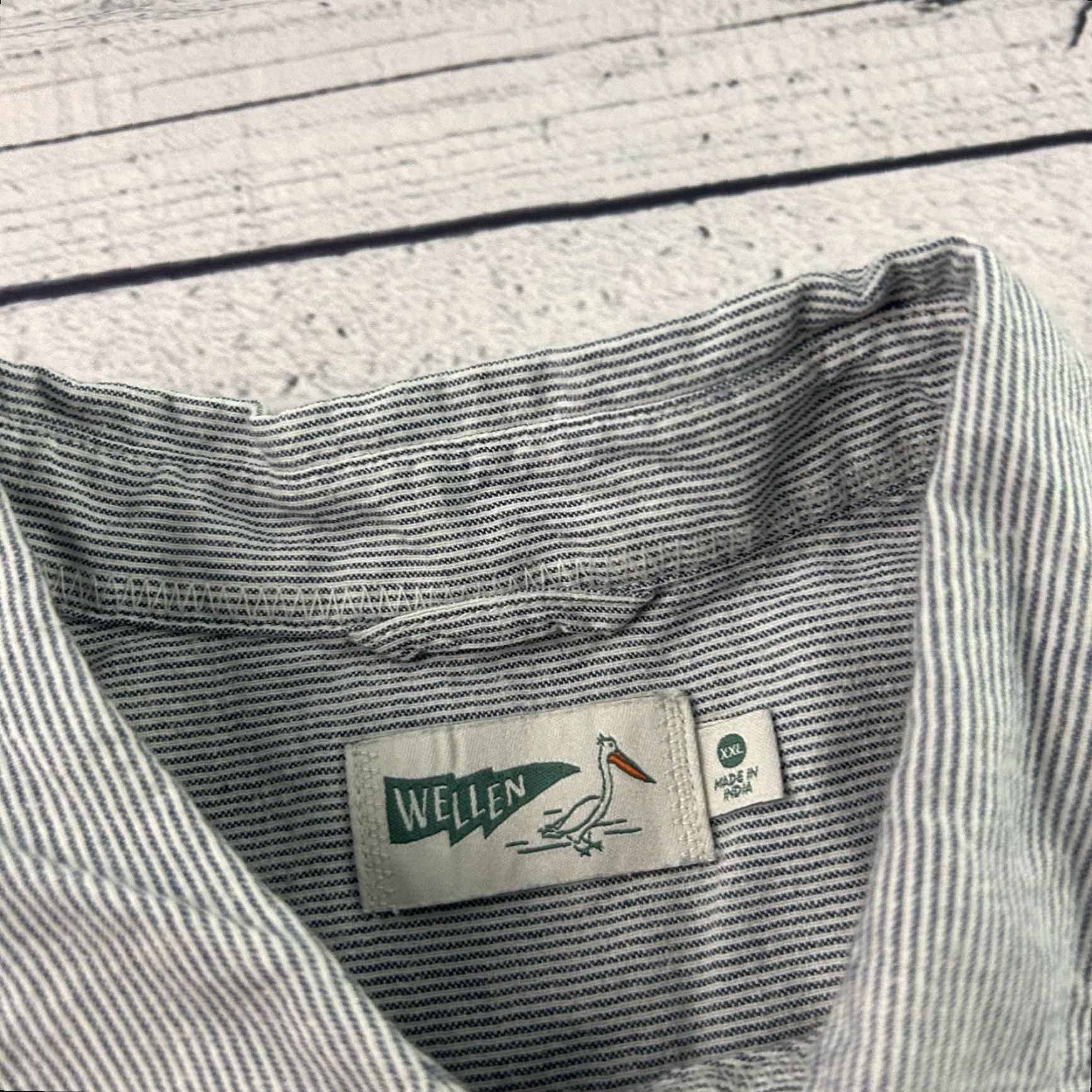 Vintage Wellen Short Sleeve Button-Up Shirt Mens XXL Striped Hemp Organic Cotton Blue Size US XXL / EU 58 / 5 - 4 Thumbnail