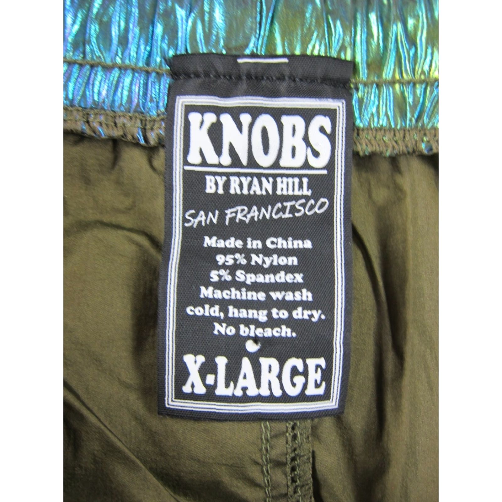 X-LARGE Knobs Knobs By Bryan Hill San Francisco Nylon Pink Green Metallic Shorts Men X-Large Shirt Mens XL Nylon Green Shorts Size US 36 / EU 52 - 3 Thumbnail