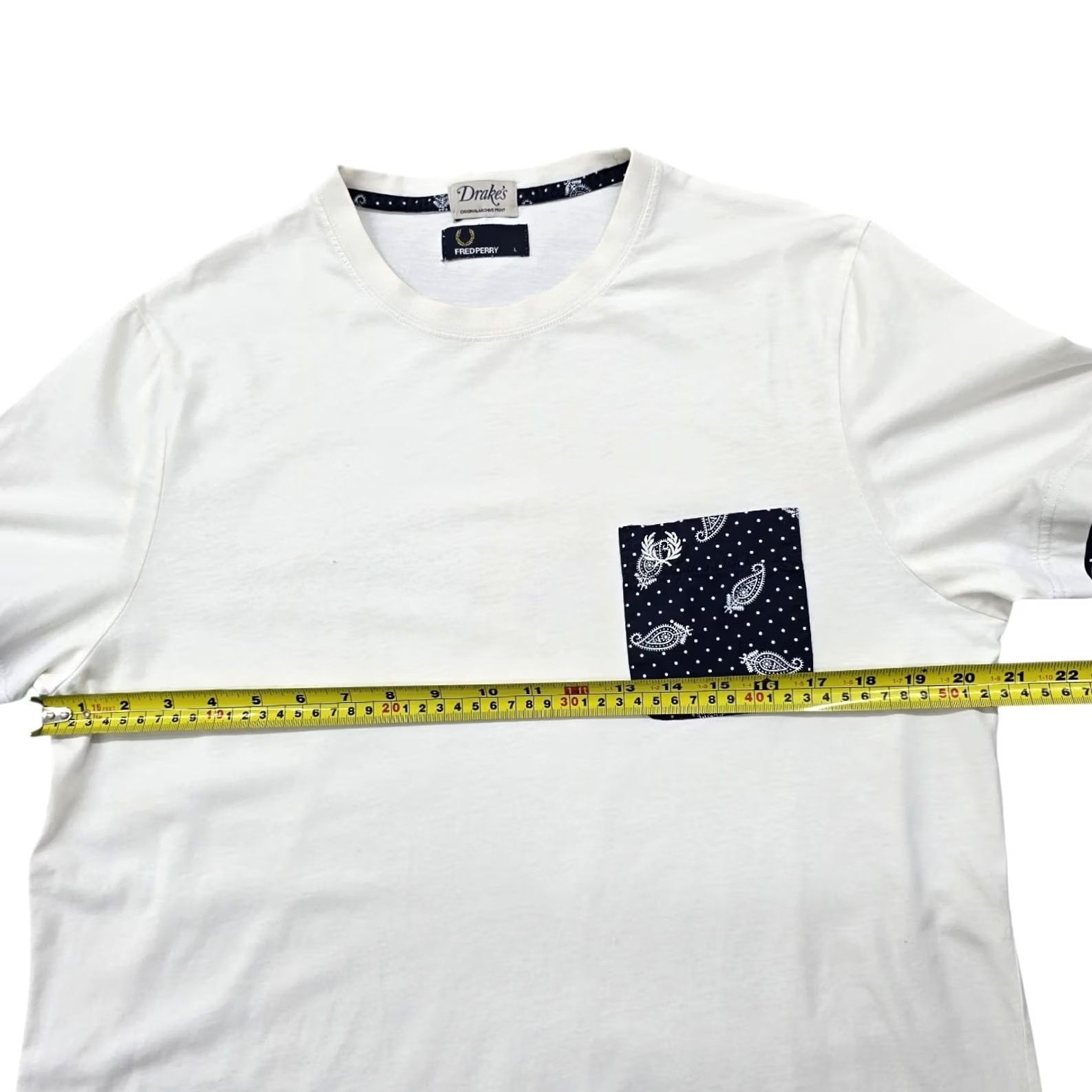 Fred Perry Fred Perry x Drake's Men’s White Paisley T-Shirt L Regular Cotton Size US L / EU 52-54 / 3 - 6 Thumbnail
