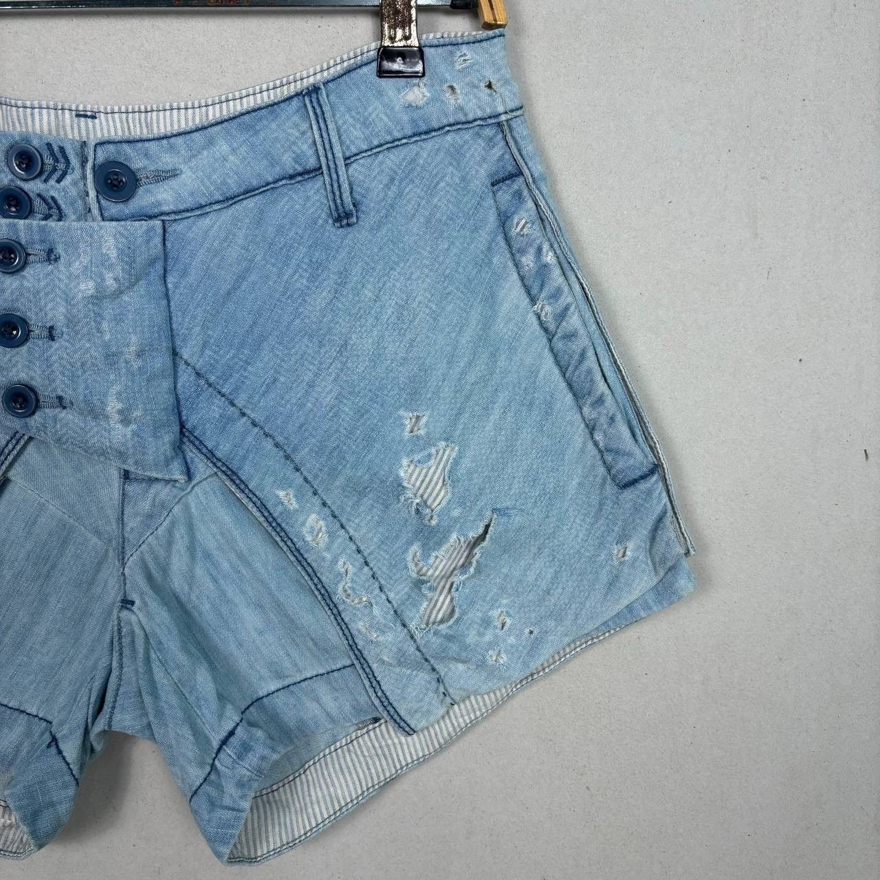 Marithe + Francois Girbaud Vtg Girbaud Distressed Denim Shorts M+FG Japan Takaya Shoji Size 30" / US 8 / IT 44 - 4 Thumbnail