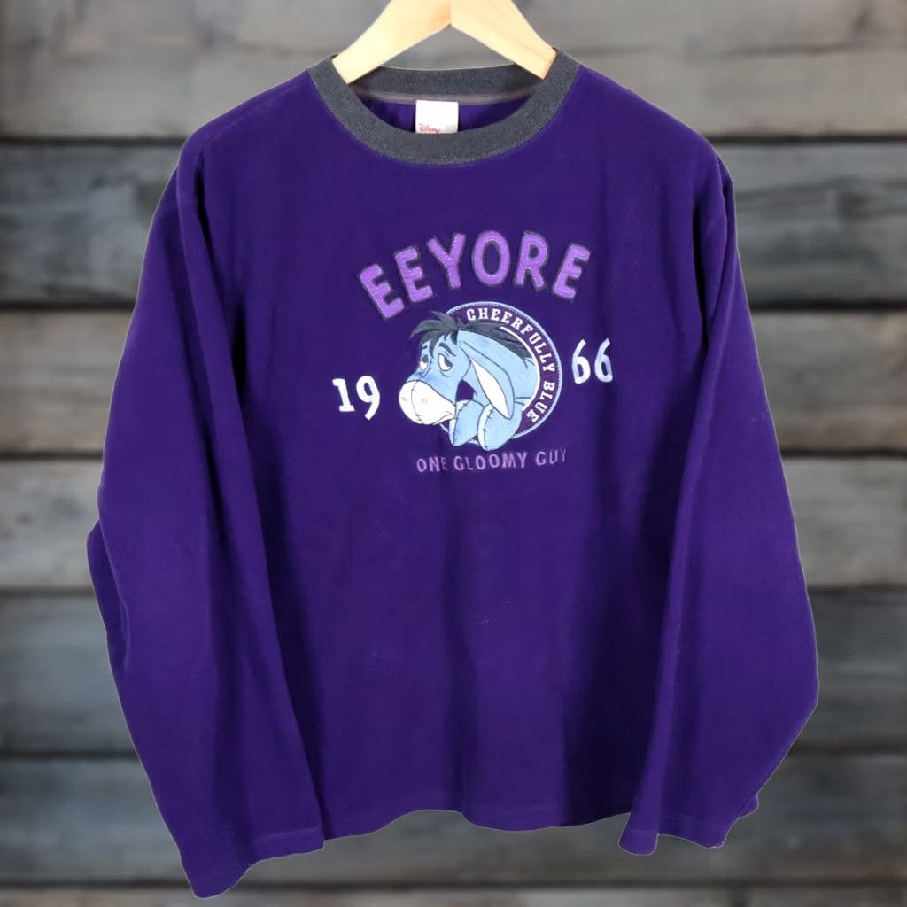 Disney VINTAGE Disney Eeyore Sweatshirt Women's Large Purple Embroidered 90s Oversized Fleece Crew Neck Pullover Size L / US 10 / IT 46 - 1 Thumbnail