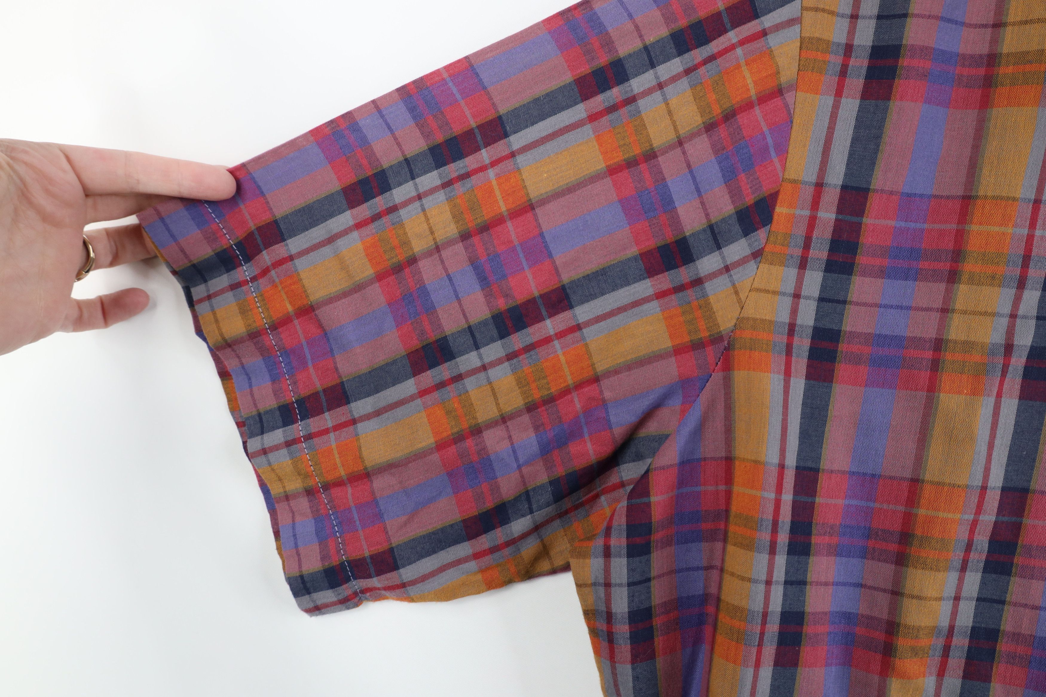 Vintage Vintage 70s Streetwear Rainbow Madras Plaid Button Shirt Size US L / EU 52-54 / 3 - 7 Thumbnail