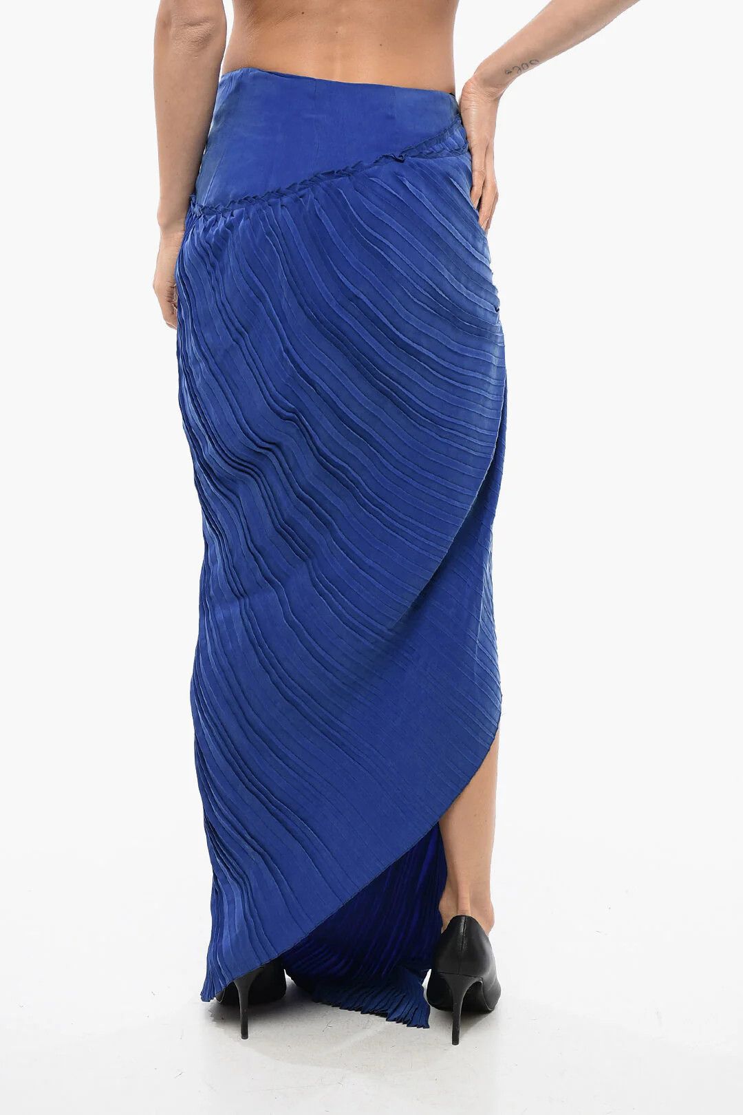 Balmain og1mm0326 Asymmetric Skirt in Blue Size 42" / US 20 - 2 Thumbnail