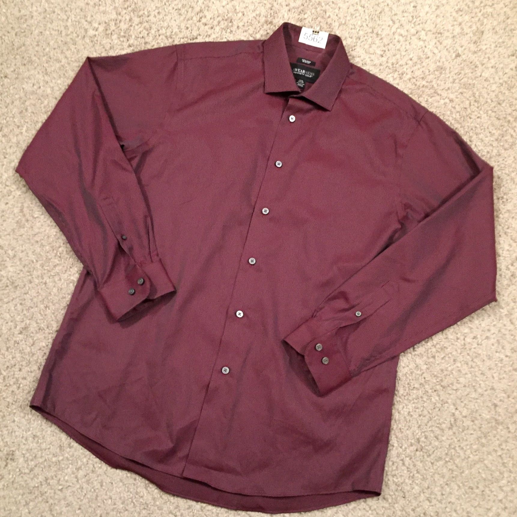 Kenneth Cole KENNETH COLE Shirt Mens 16.5 Slim Red Striped Long Sleeve Button Up Size US XL / EU 56 / 4 - 2 Thumbnail