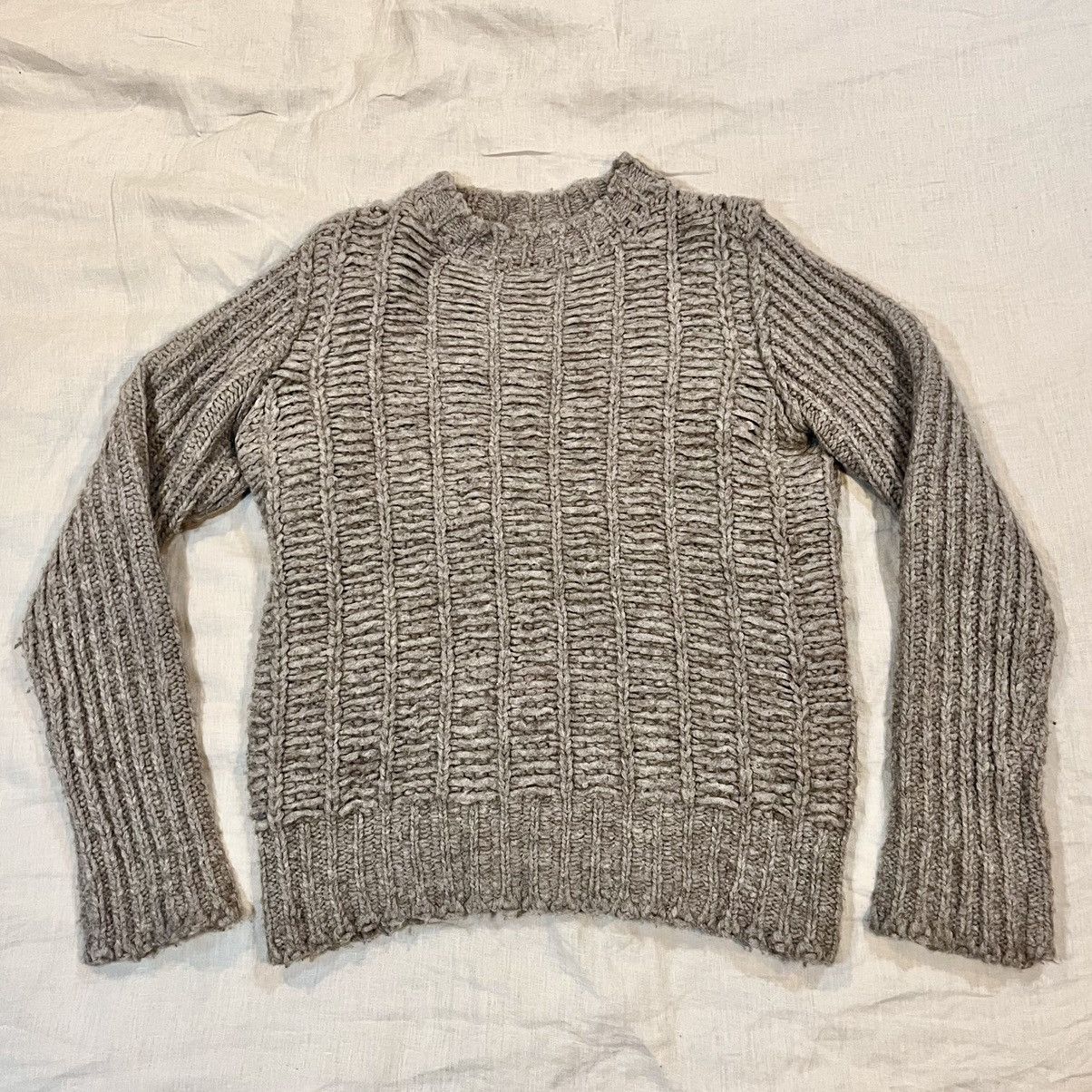 image of Rick Owens Fw18 “Sisyphus” Kyc Yak Ladder Stitch Sweater in Camel, Men's (Size Small)