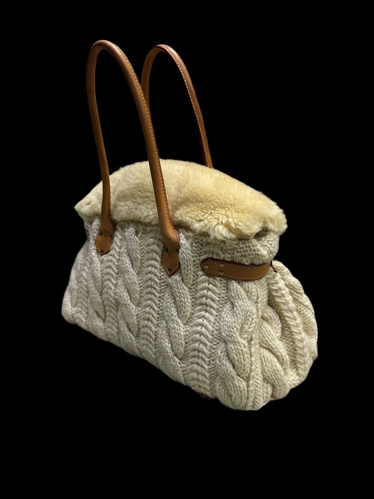 Handmade MONTEROSA CABLEKNIT SHEEPSKIN HANDMADE BIRKIN STYLE HANDBAG Size ONE SIZE - 7 Thumbnail