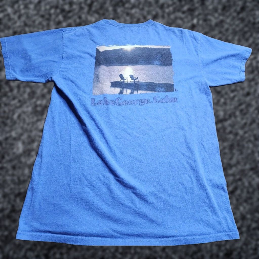 The Mountain VINTAGE The Mountain Lake George NY Double Sided Travel Souvenir T Shirt Mens XL Crew Neck Blue Cotton 2-Sided Outdoor 90s? Size US XL / EU 56 / 4 - 1 Thumbnail