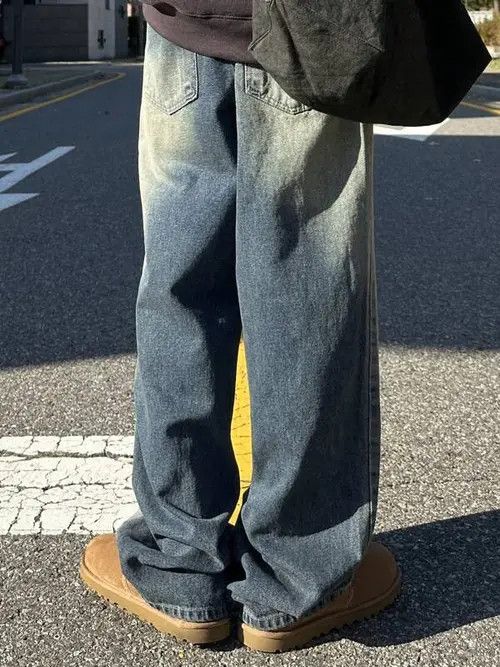 Japanese Brand Washed Skate Baggy Denim Jeans Loose Fit Size US 33 - 2 Thumbnail