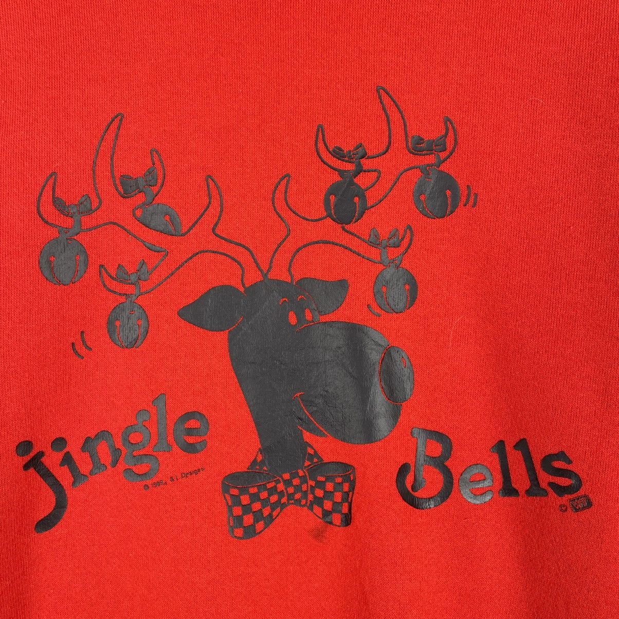 Vintage Vintage 80s Jingle Bells Christmas Crewneck Sweatshirt Red Size US L / EU 52-54 / 3 - 4 Thumbnail