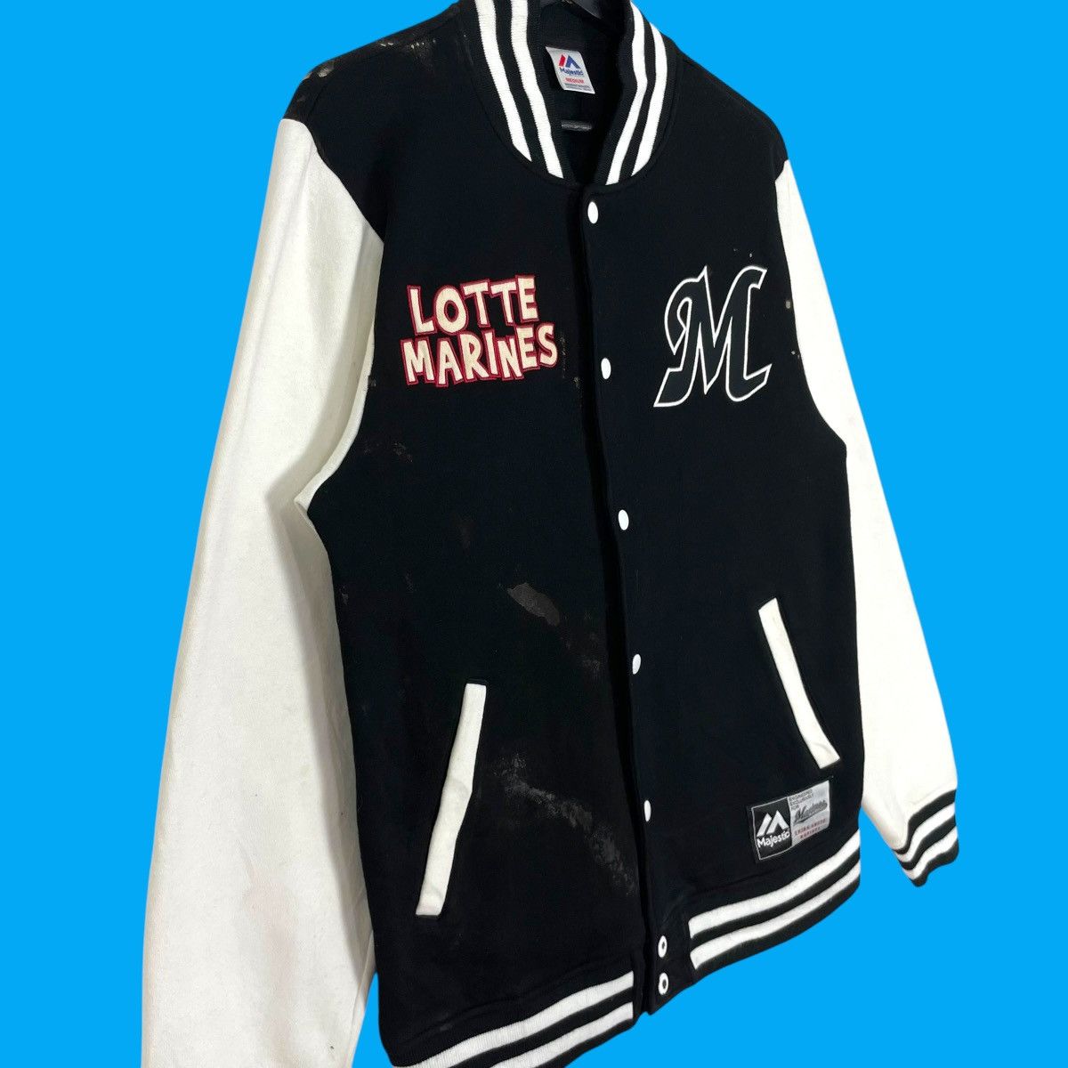 Japanese Brand Vintage Lotte Marines Big Logo University Varsity Jacket Size US S / EU 44-46 / 1 - 2 Thumbnail
