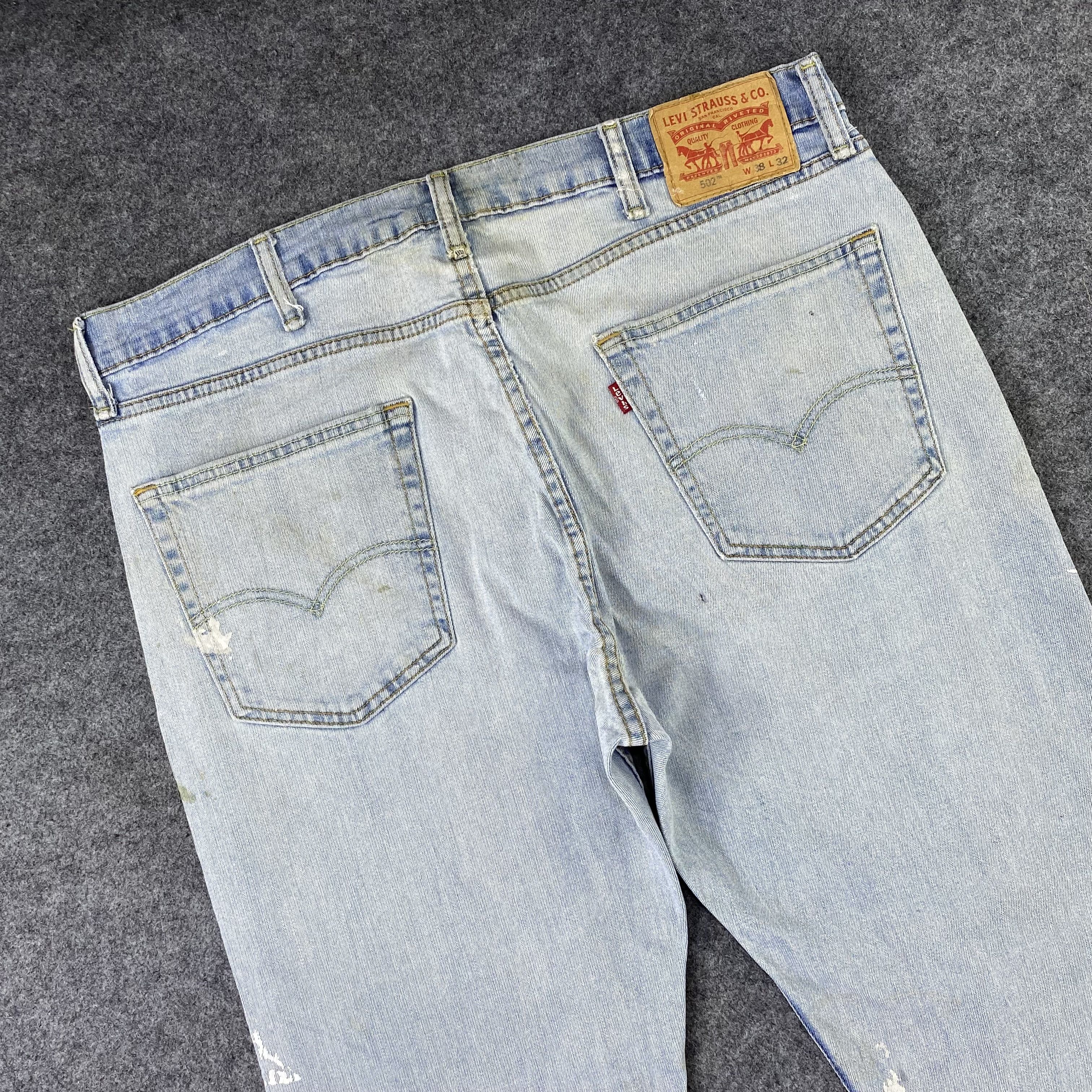 Jean × Levi's × Vintage Levis 502 Painted Light Blue Wash Jeans-J1146 Size US 38 / EU 54 - 6 Thumbnail