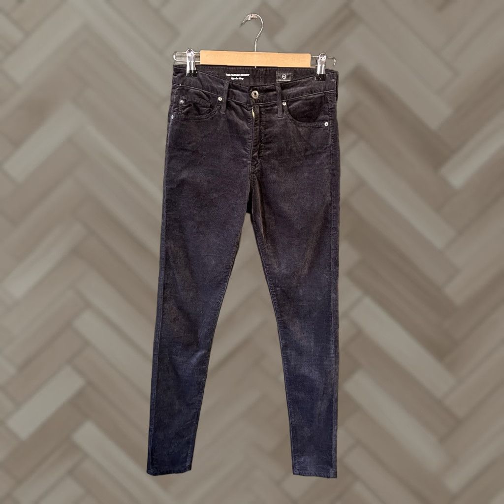 Vintage AG Adriano Goldschmied The Farrah Skinny High Rise Velvet Jeans 26R Black Size 26" / US 2 / IT 38 - 1 Thumbnail